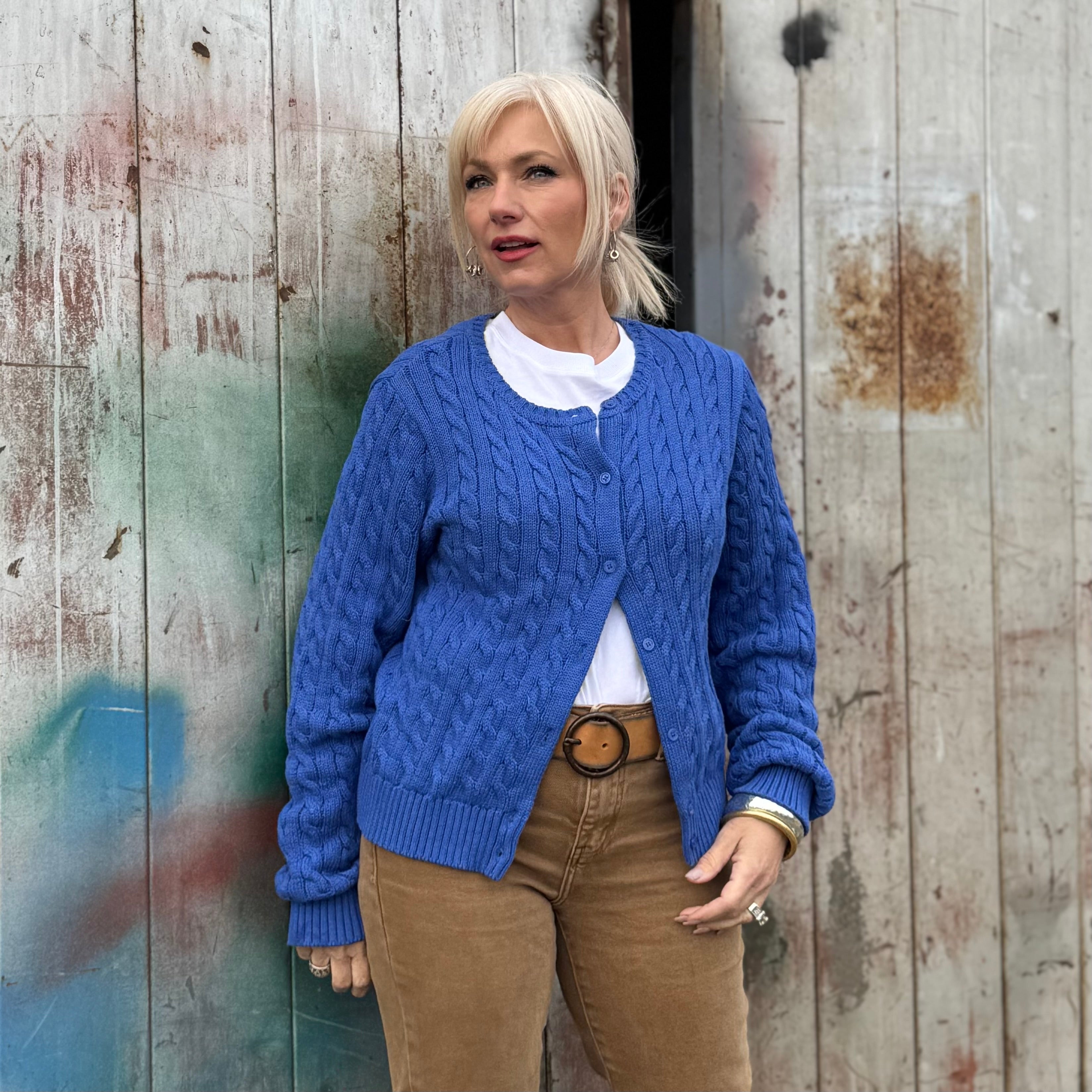 Blue Harbor Cotton Cable Cardigan