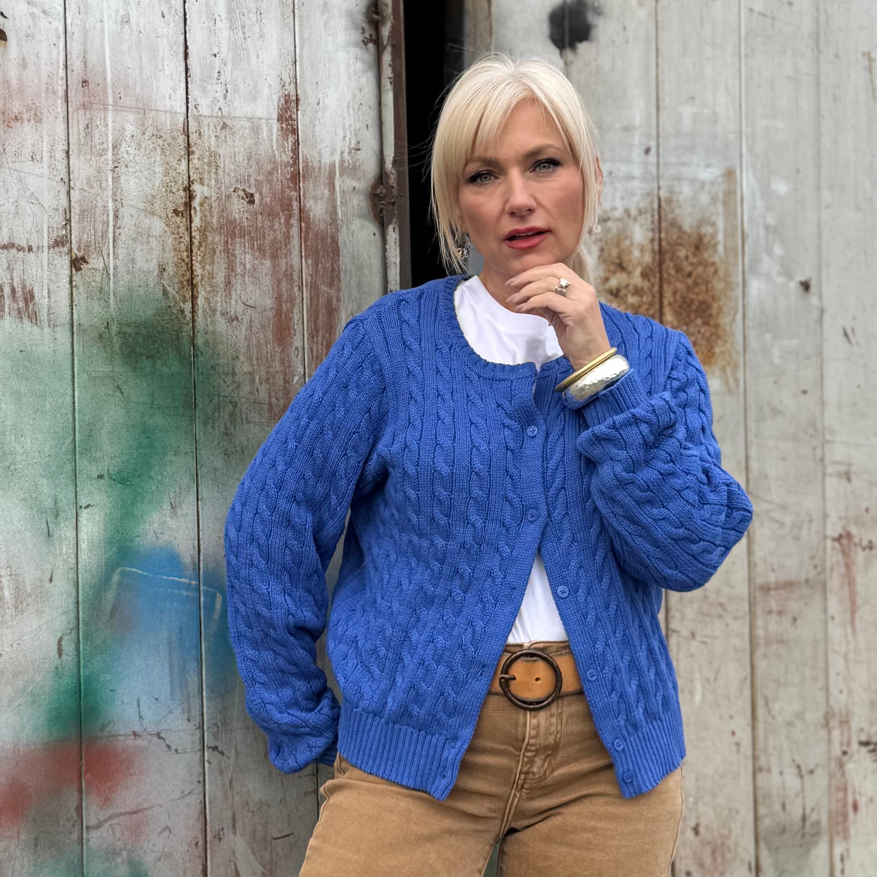 Blue Harbor Cotton Cable Cardigan