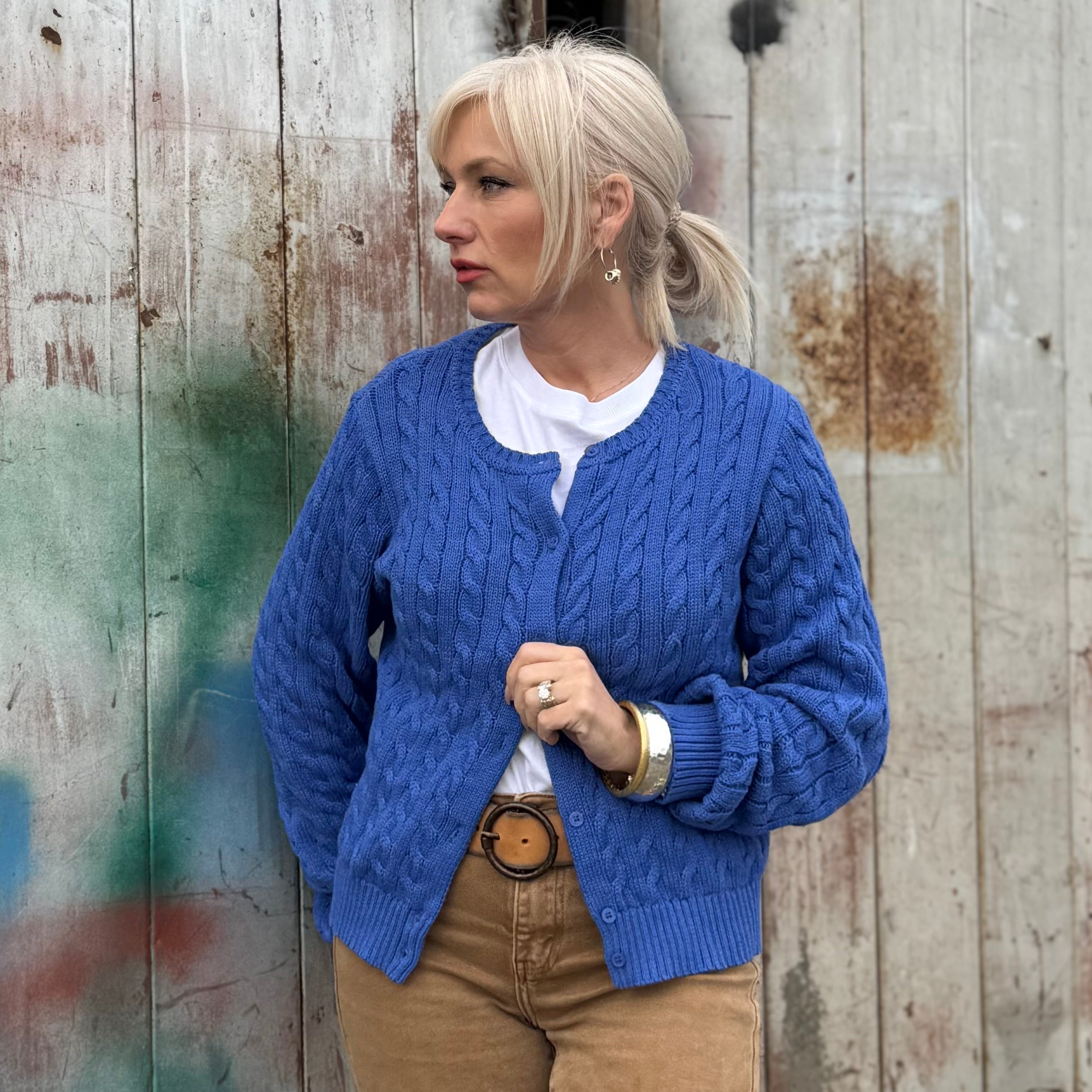 Blue Harbor Cotton Cable Cardigan