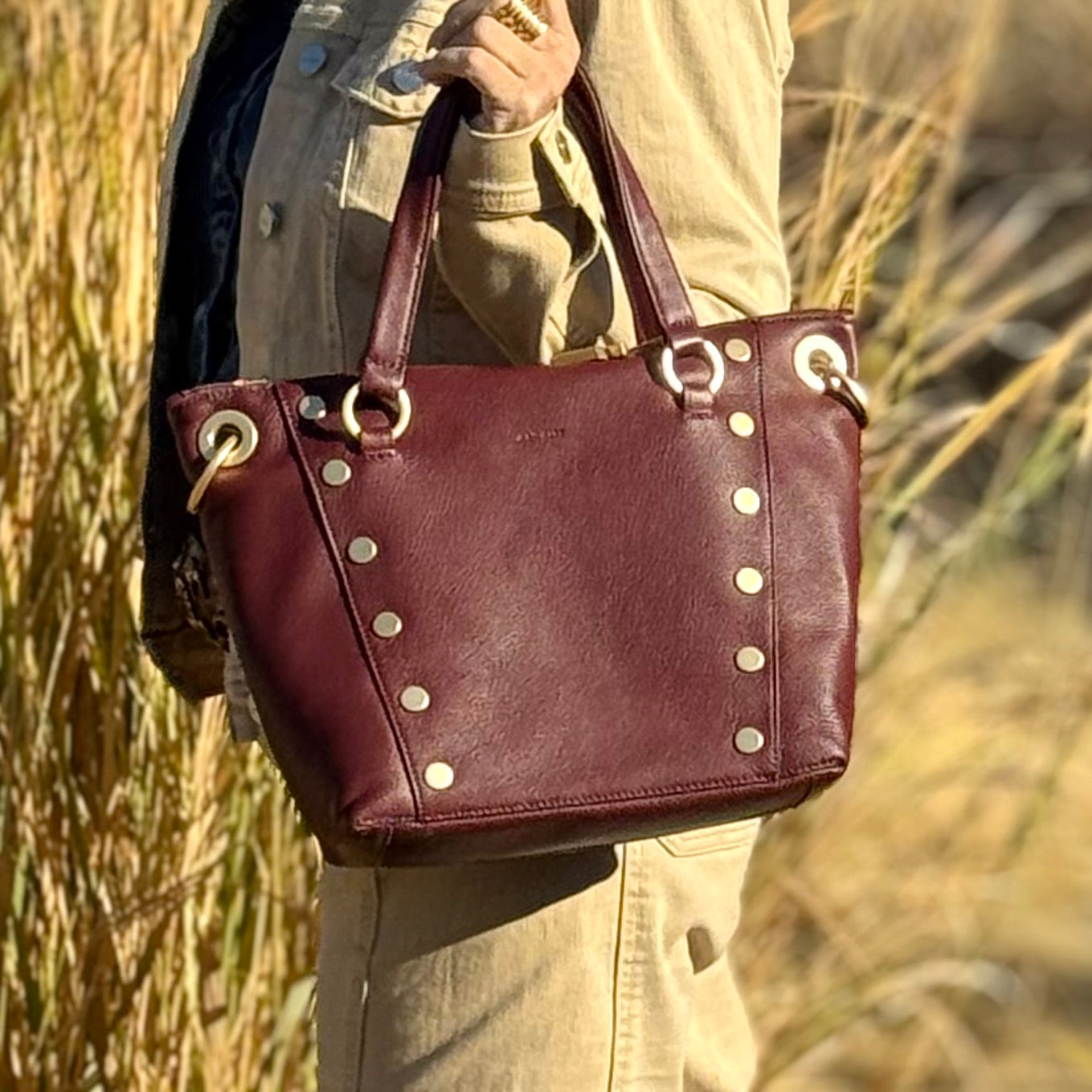 Hammitt DANIEL LRG Cabernet Pebble/Brushed Gold