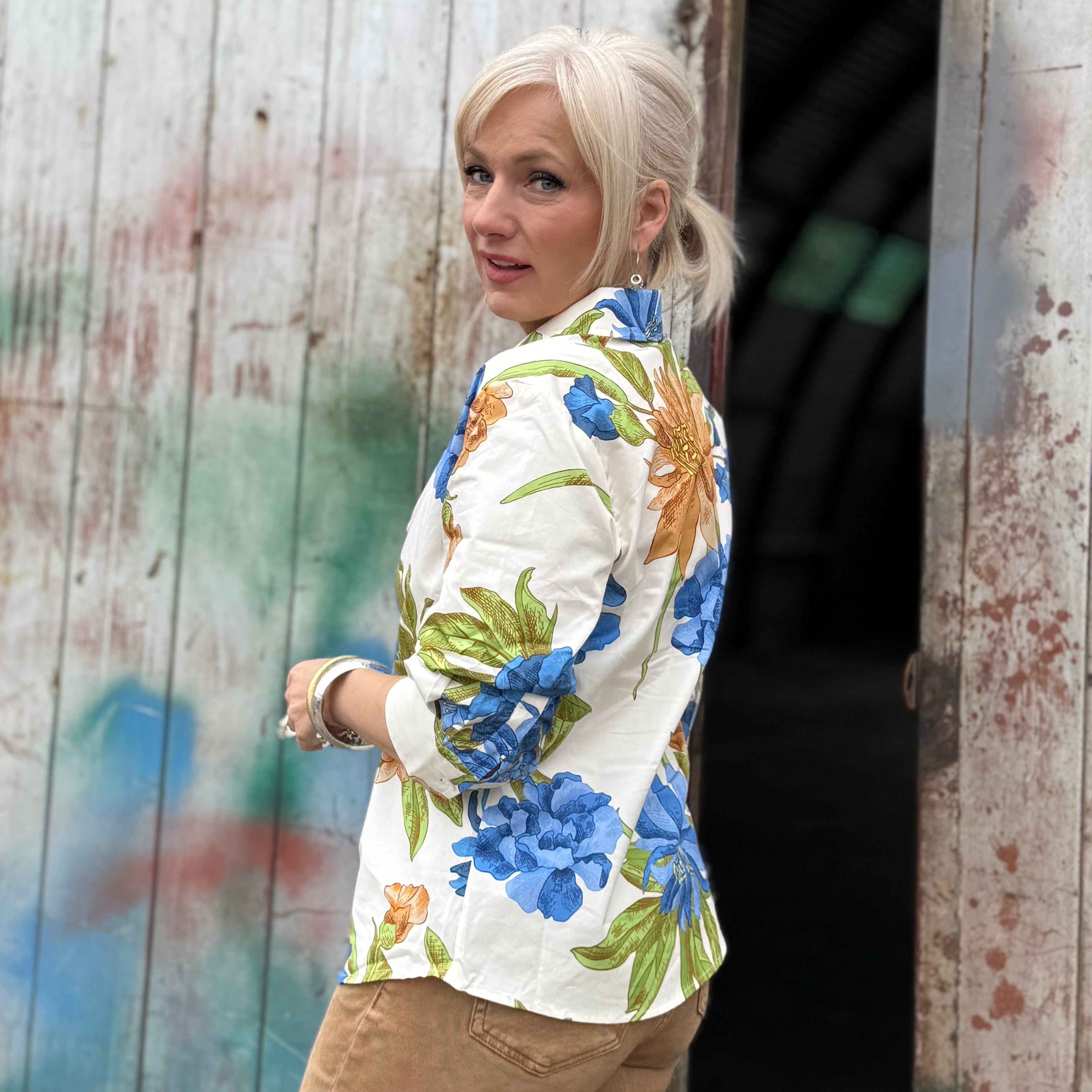 Blue Garden Button-Up