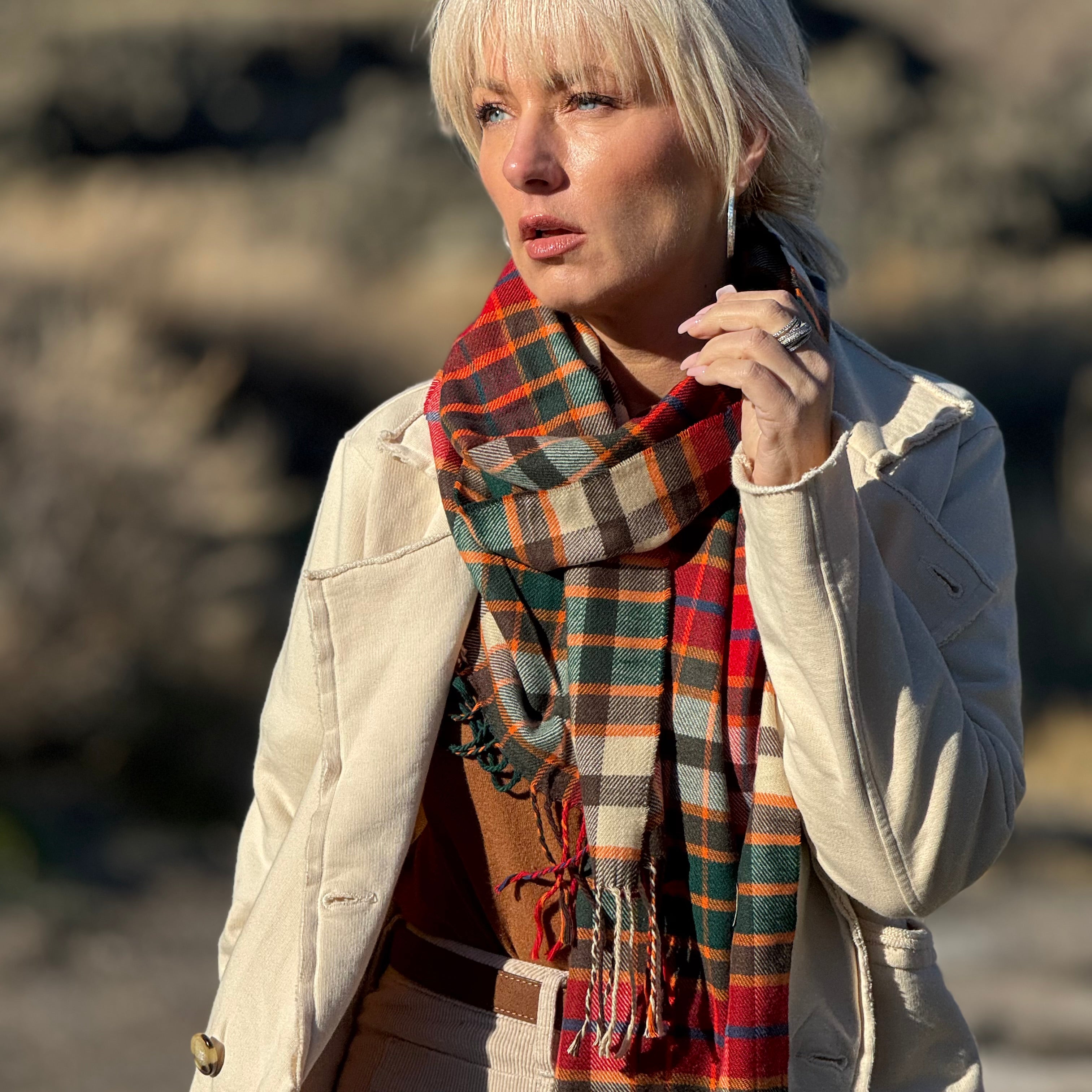 OXFORD PLAID SCARF Sienna