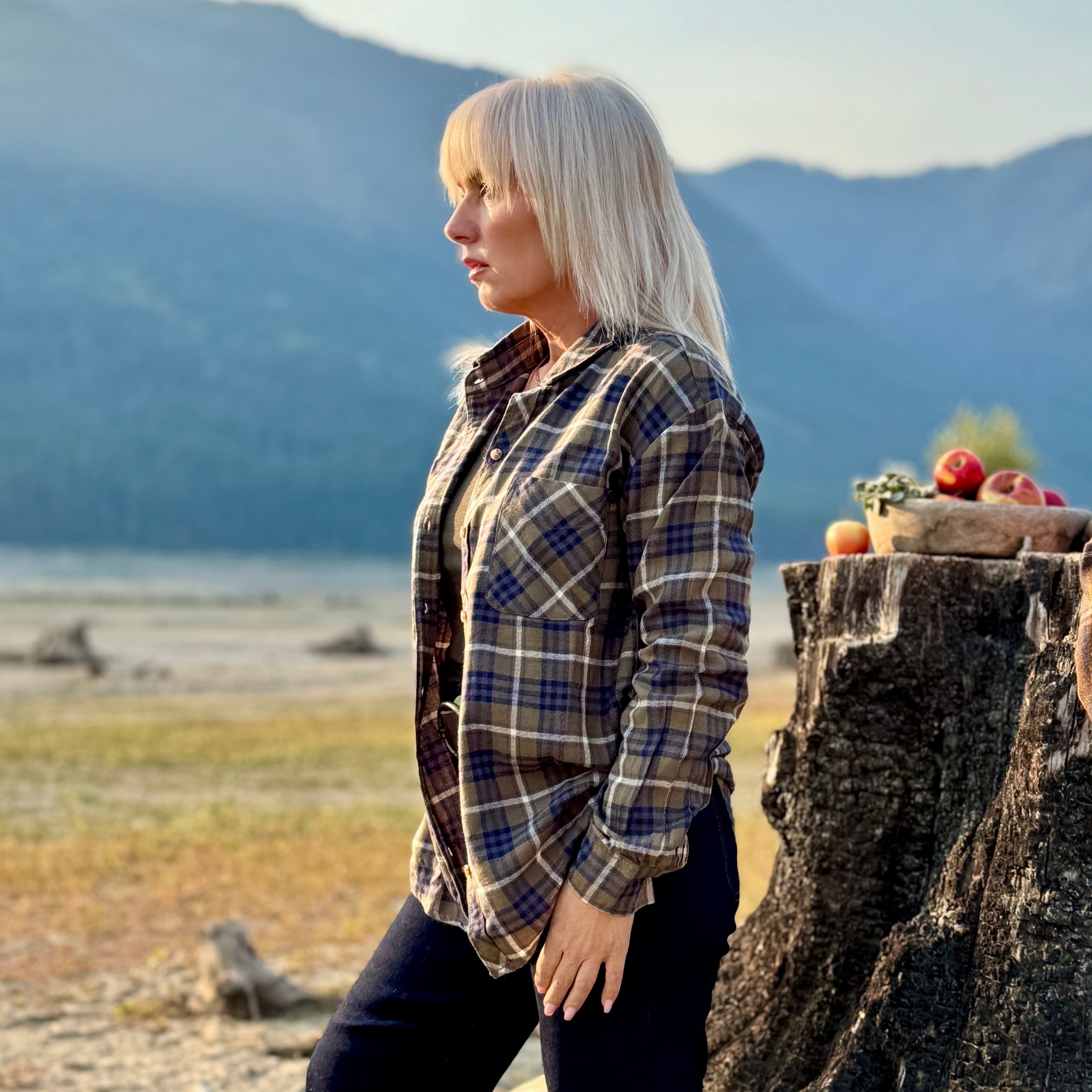 The Orchard Plaid Shirt Navy