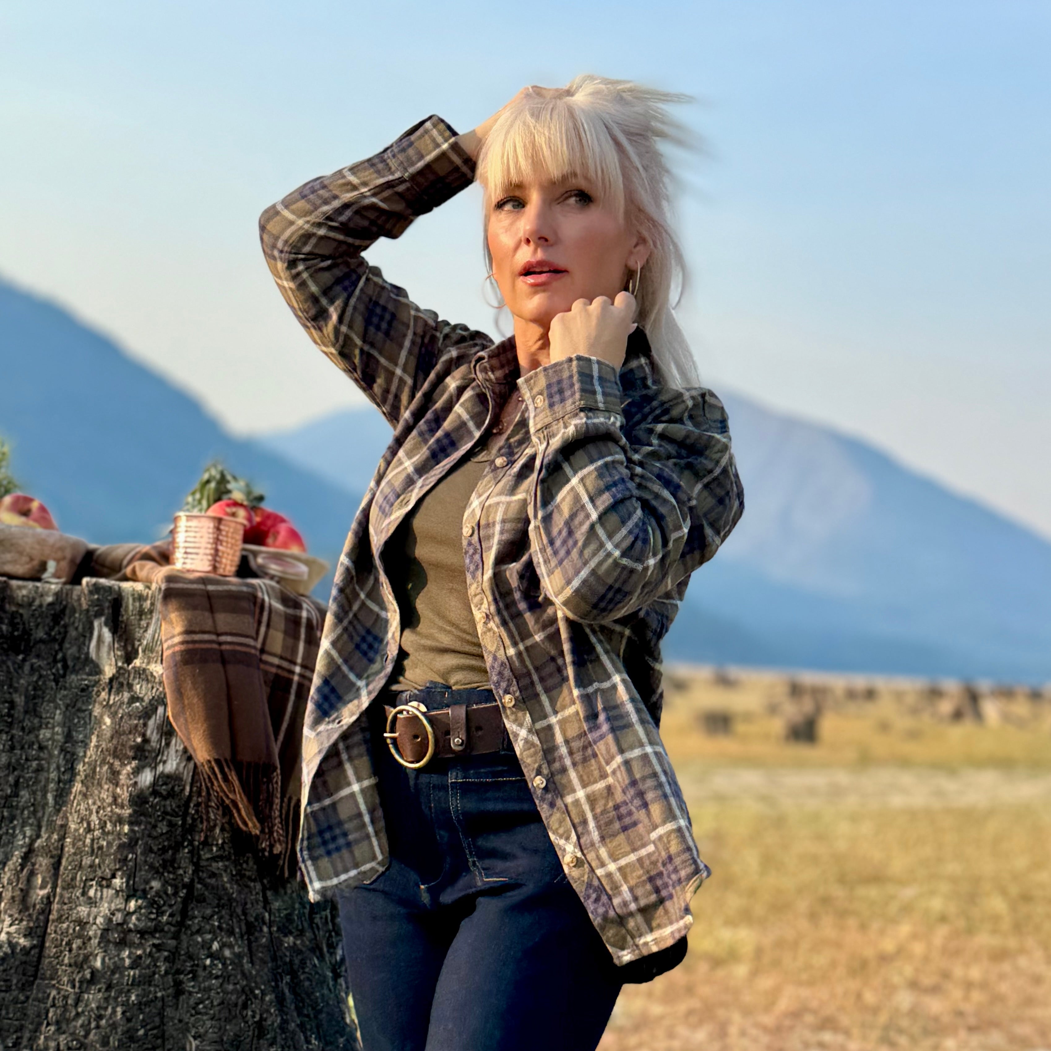 The Orchard Plaid Shirt Navy