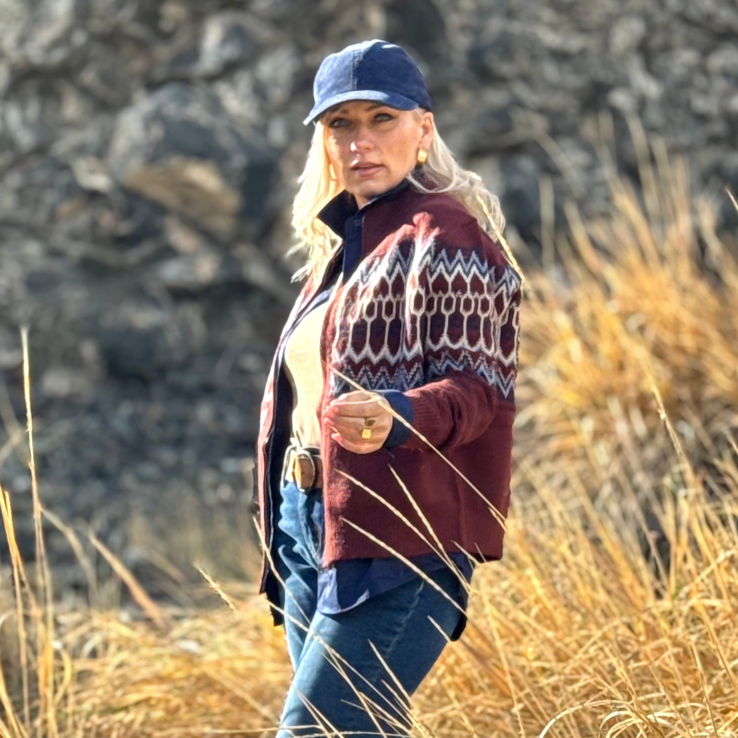 CORDUROY SUEDE BASEBALL CAP COGNAC Navy