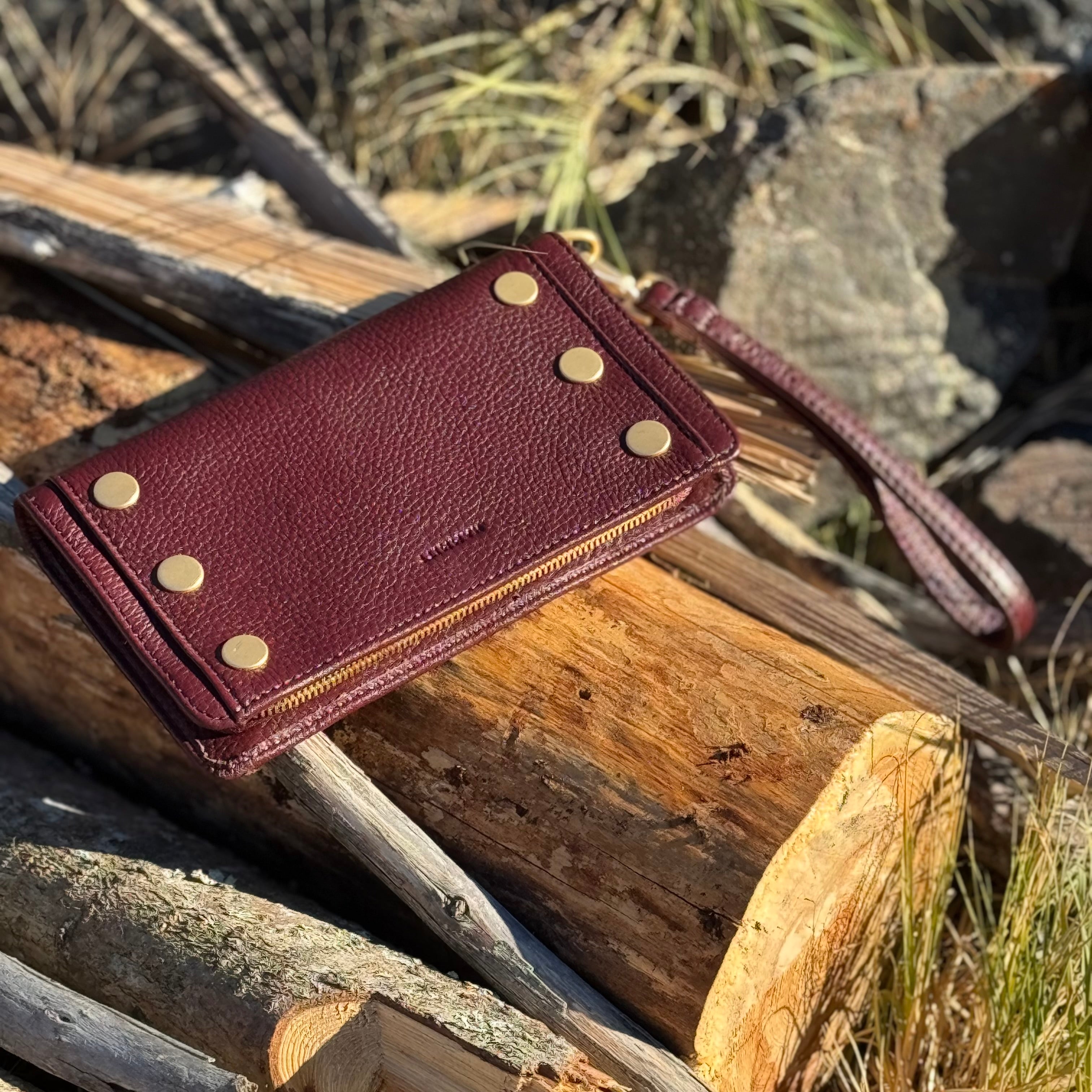 Hammitt BRYANT WALLET Cherrywood Pebble/Brushed Gold