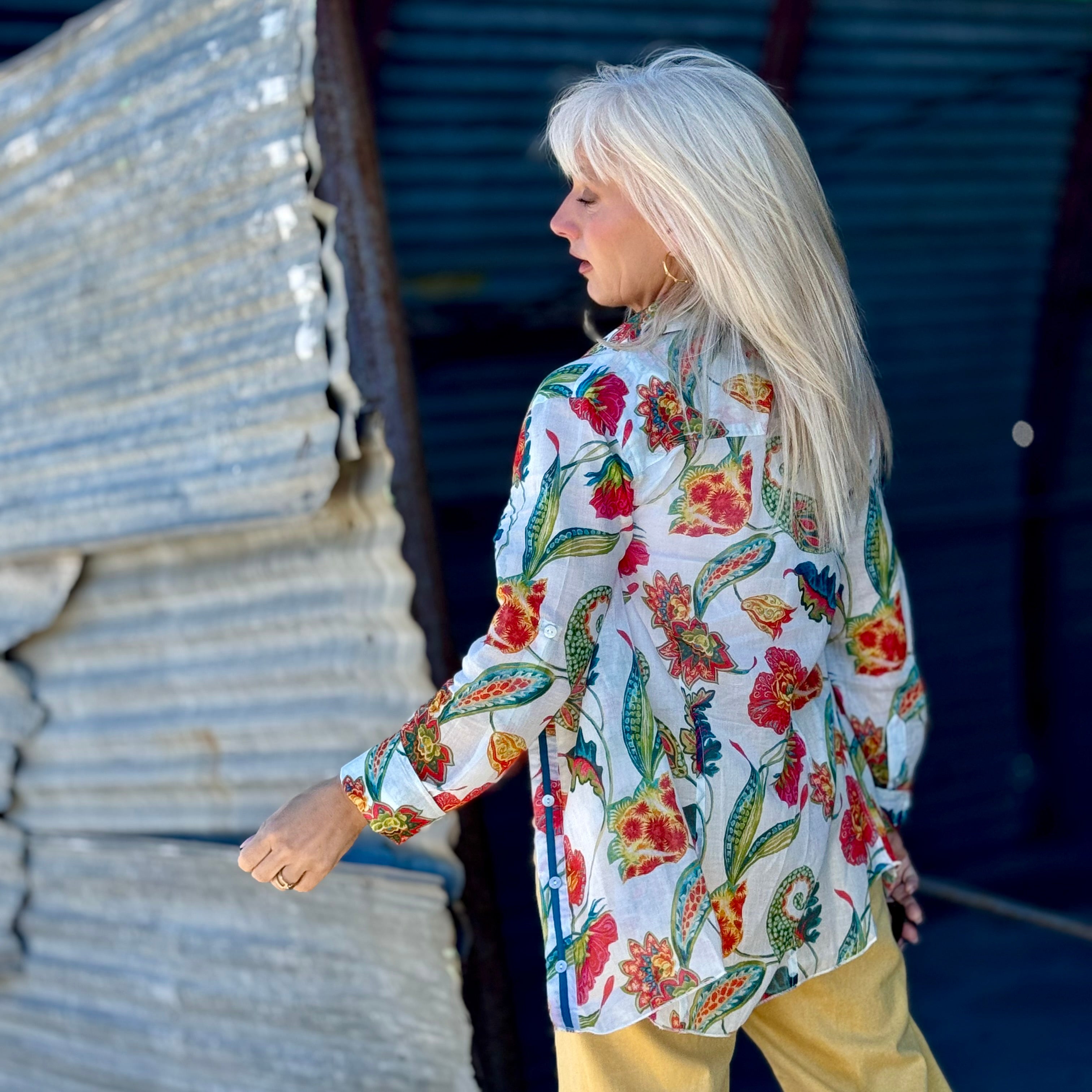 Sunlit Garden Cotton Button-Up