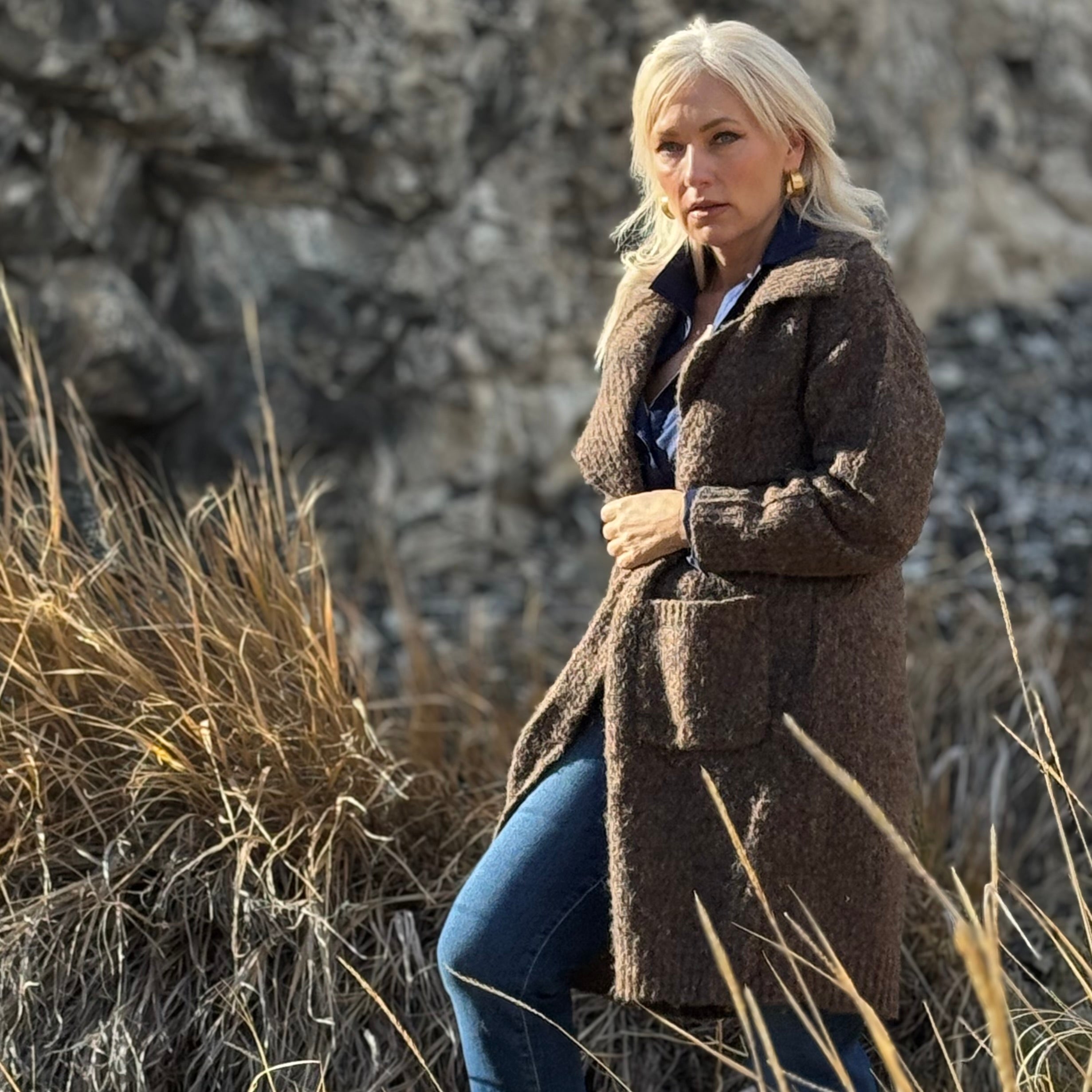 CABIN COZY KNIT COATIGAN Brown