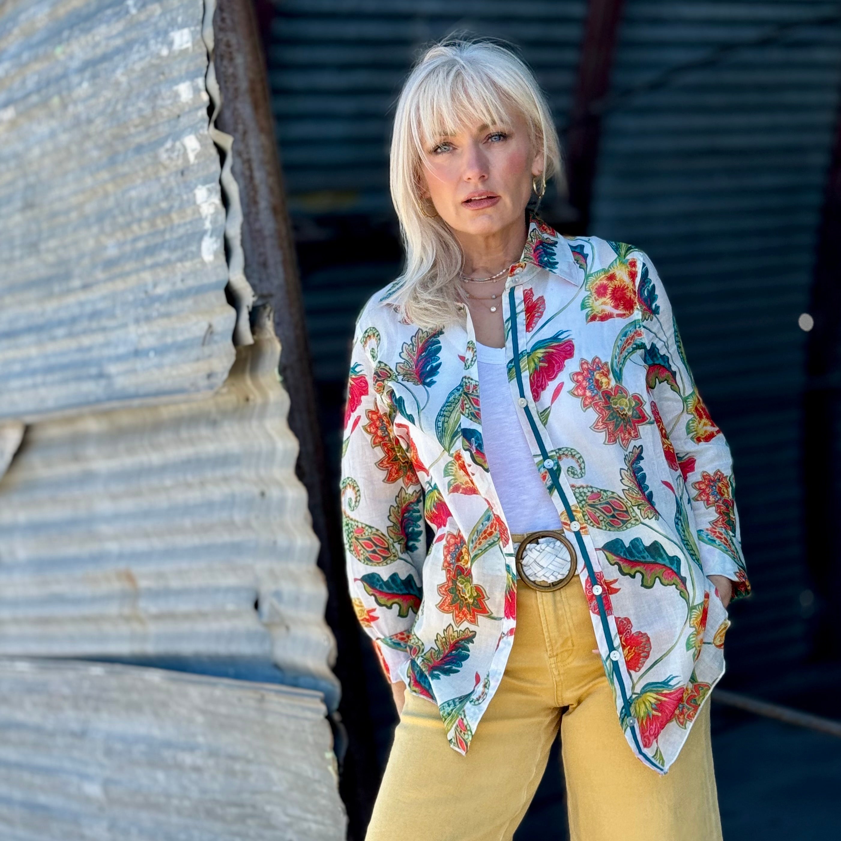 Sunlit Garden Cotton Button-Up