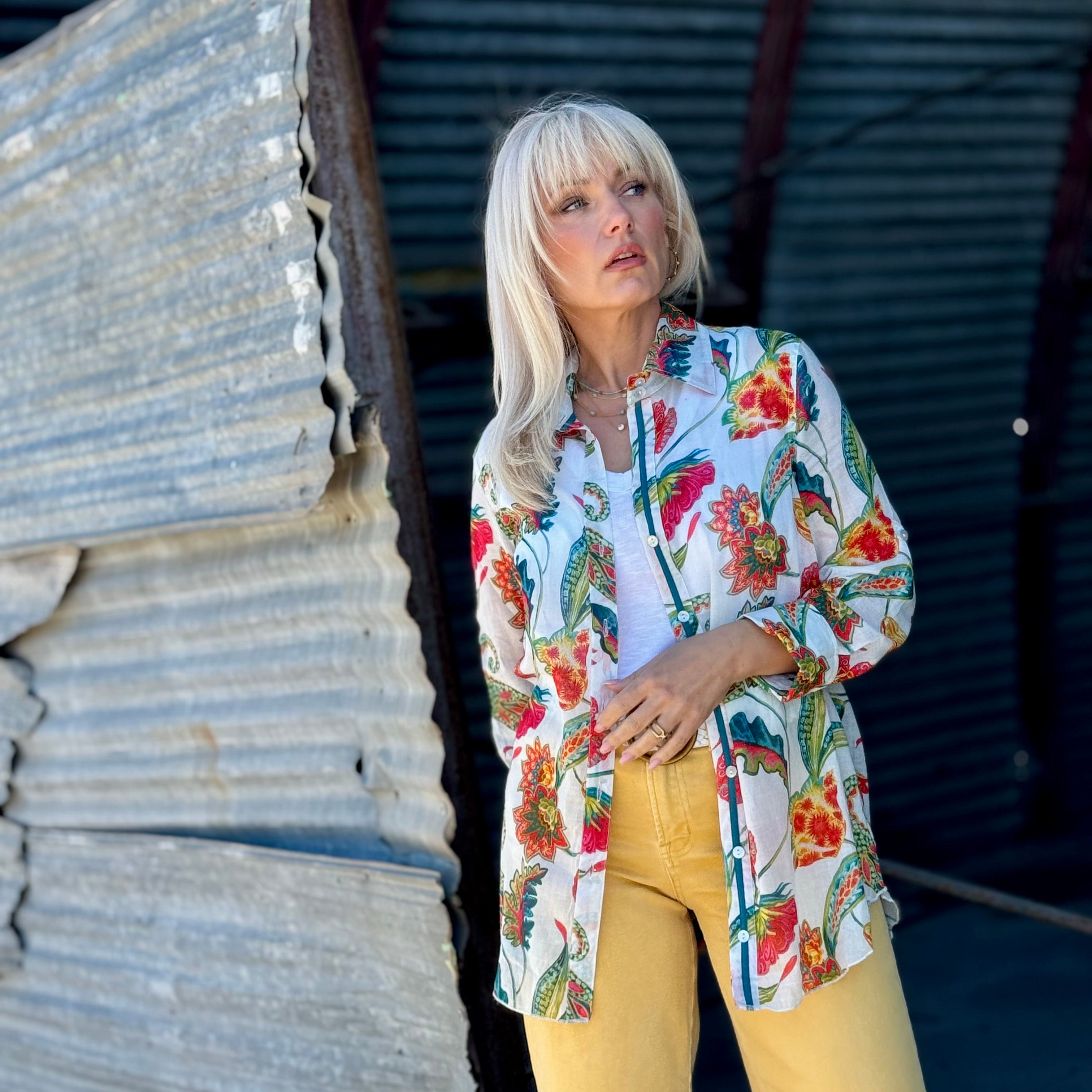 Sunlit Garden Cotton Button-Up
