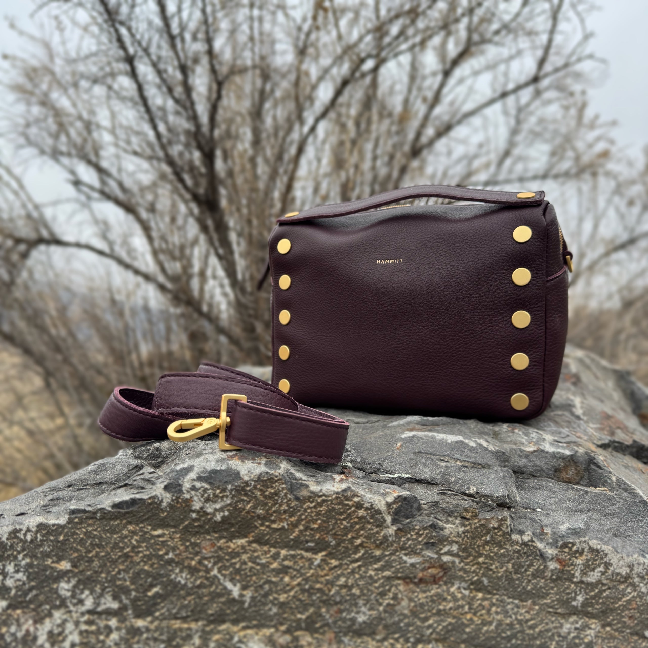 Hammitt EVAN CROSSBODY MED Cabernet Pebble/Brushed Gold