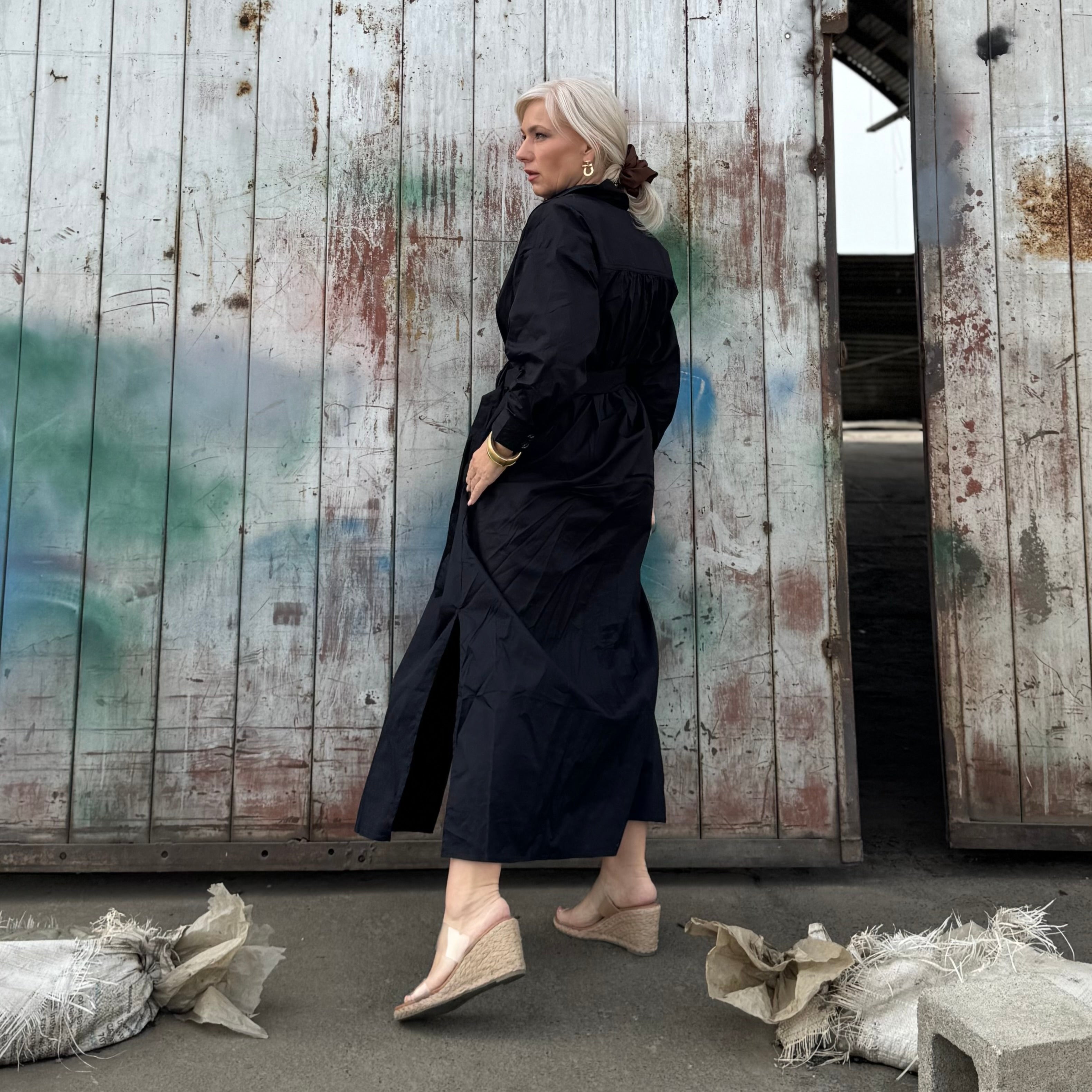 Midnight Harbor Poplin Shirt Dress