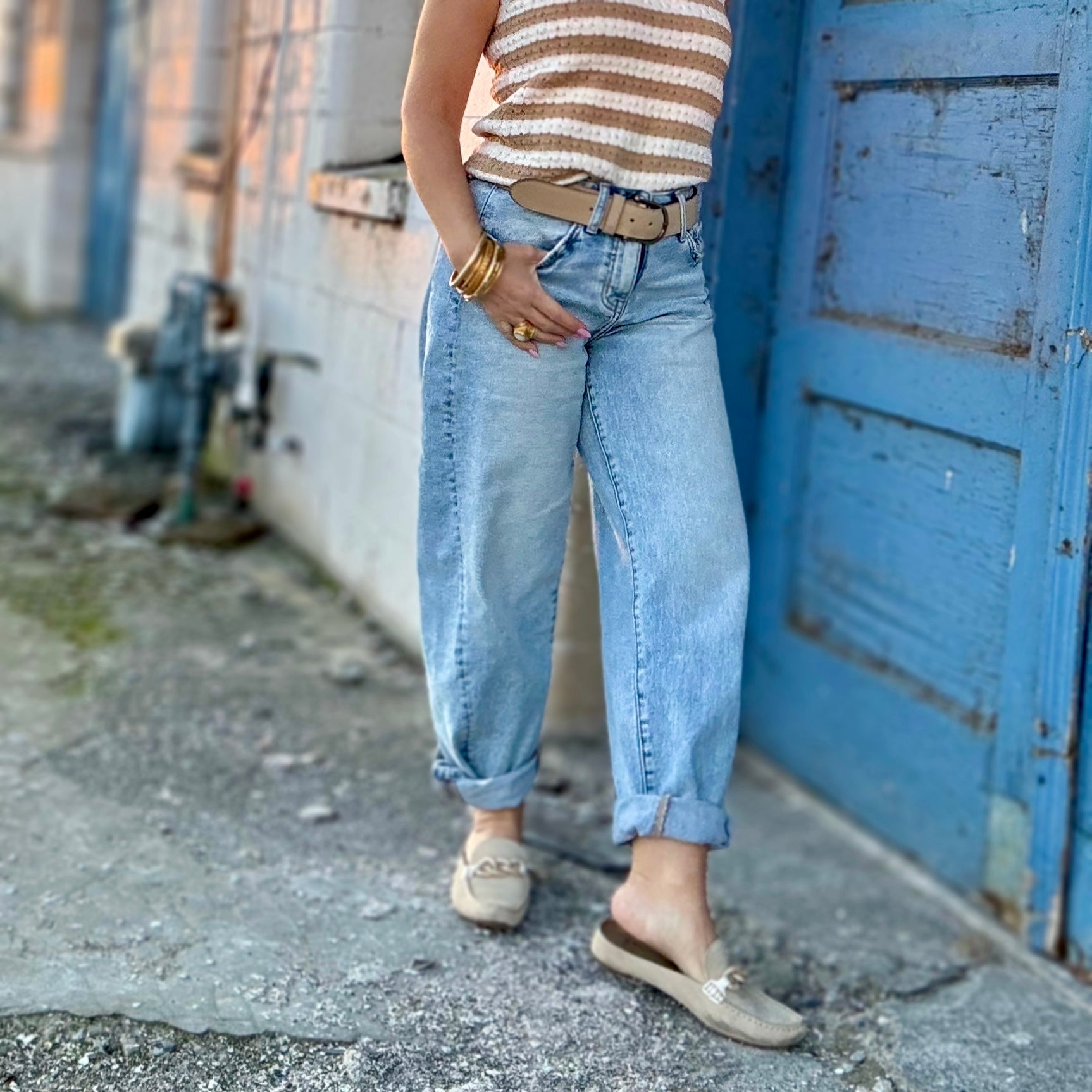 Twisted Seam Barrel Jeans