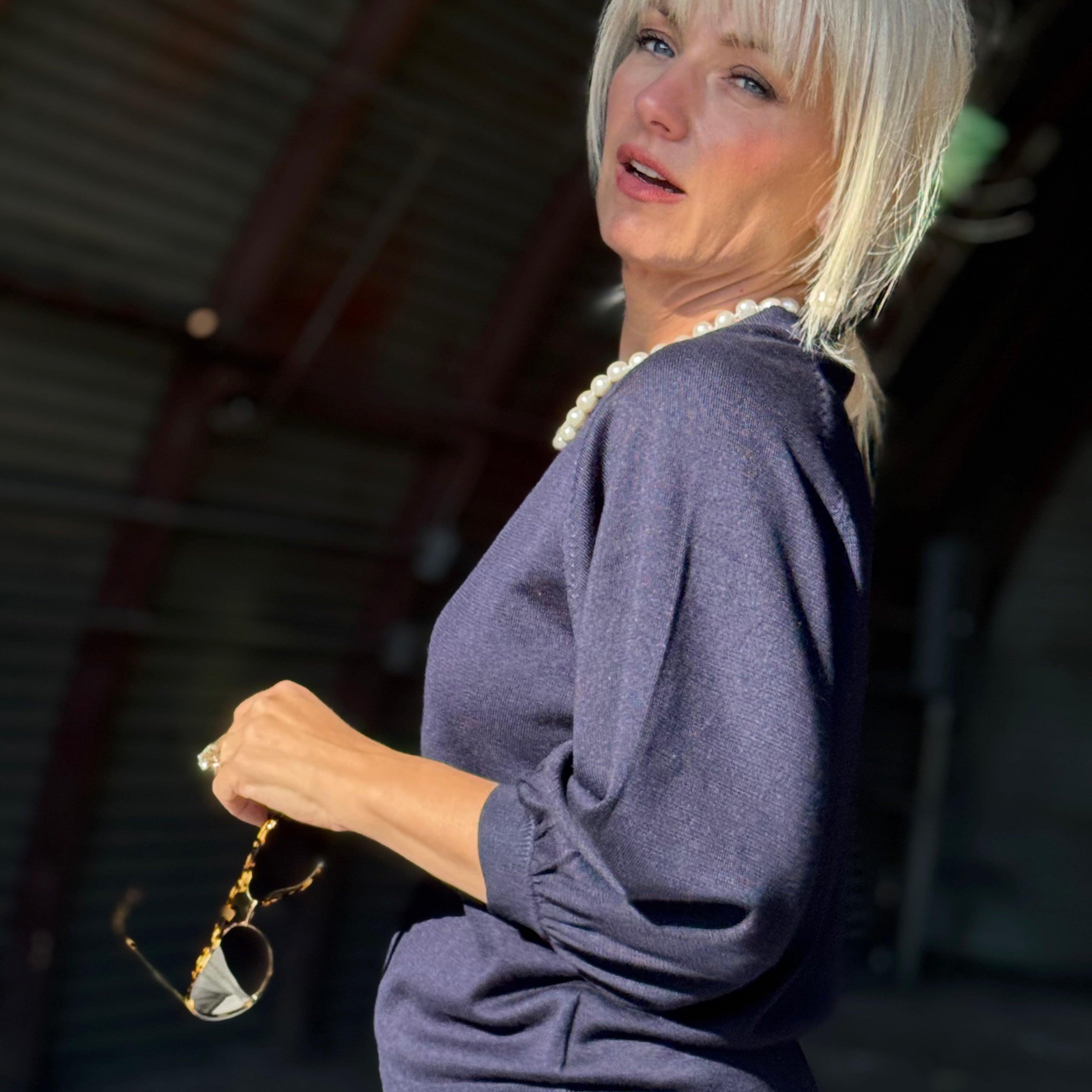 Katherine 3/4 Puff Sleeve Raglan Sweater