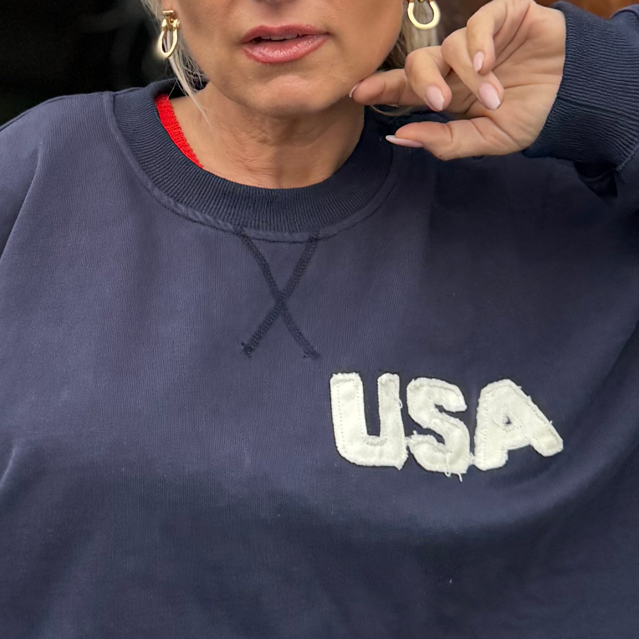 Heritage USA Cropped Pullover Navy
