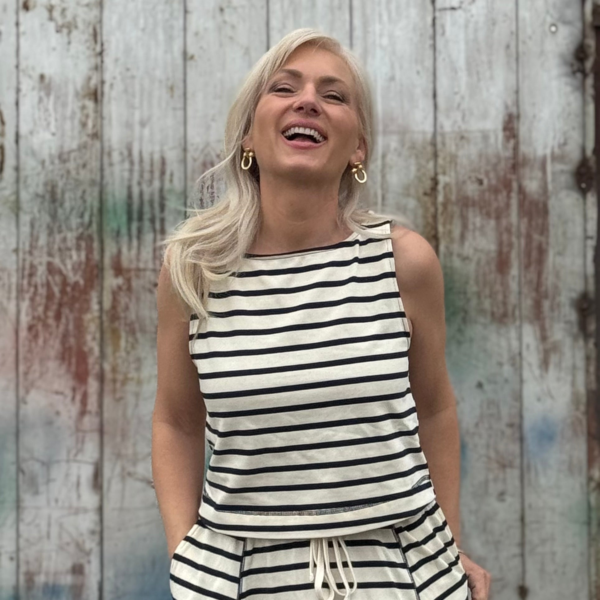 Coastal Harbor Stripe Tank Navy