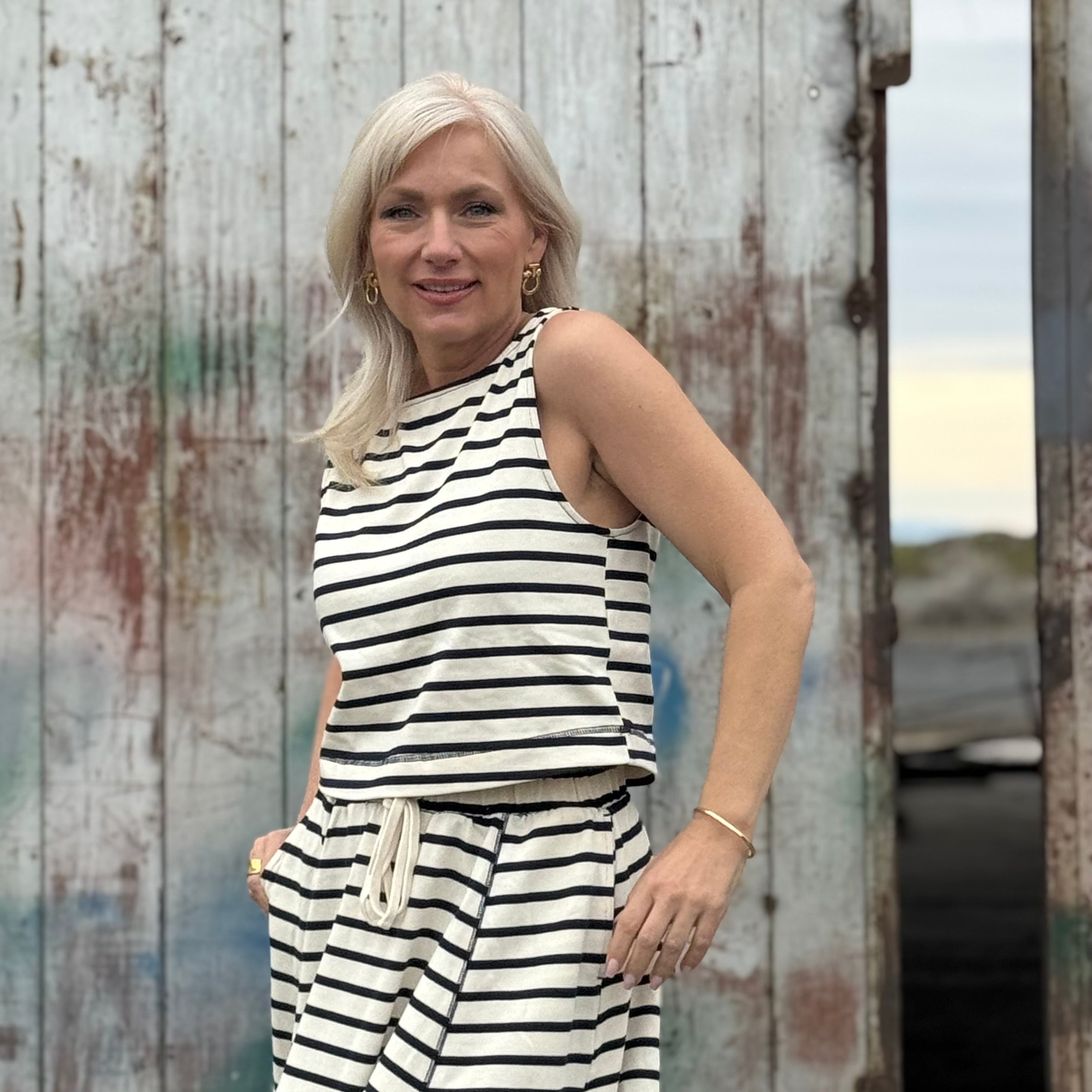 Coastal Harbor Stripe Tank Navy