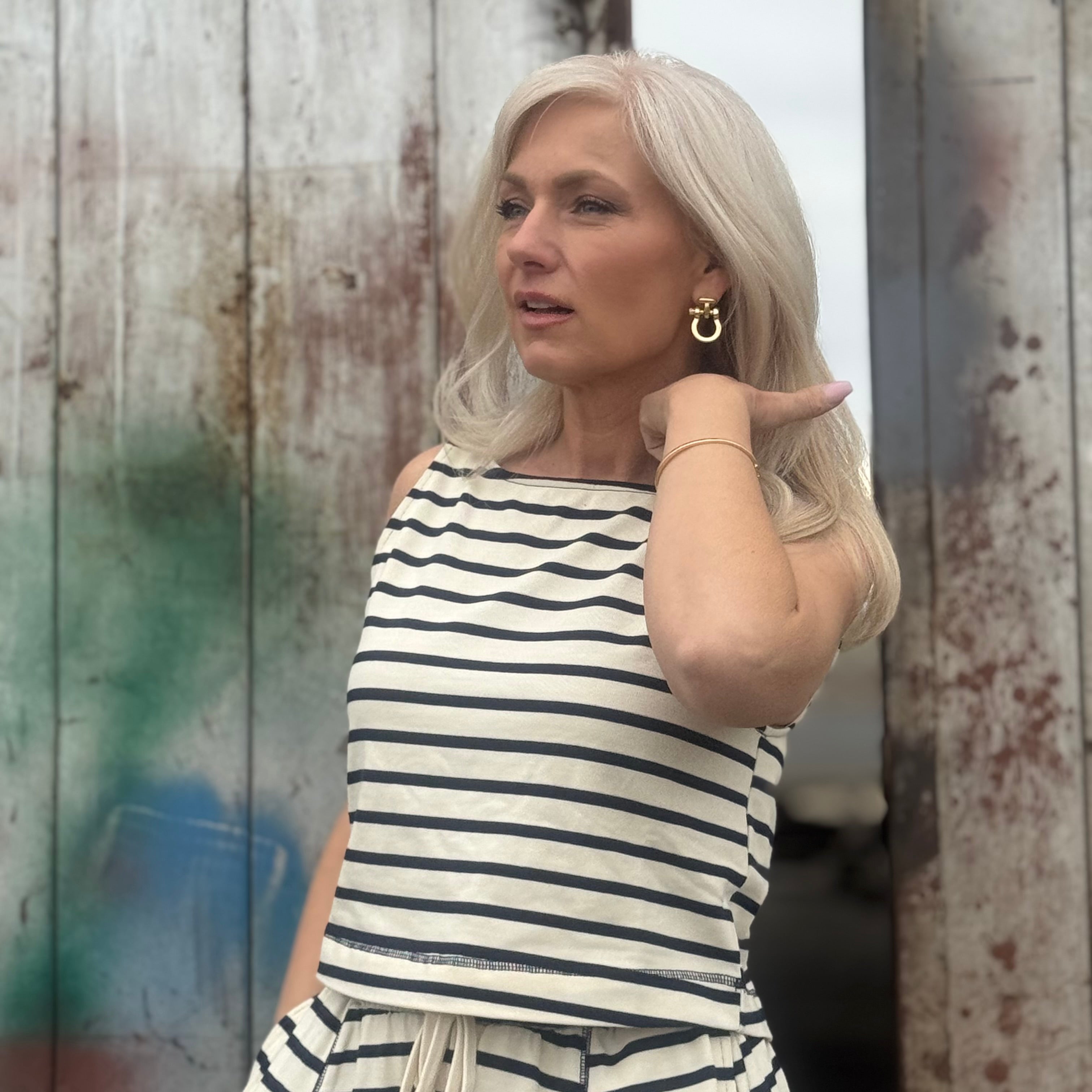Coastal Harbor Stripe Tank Navy
