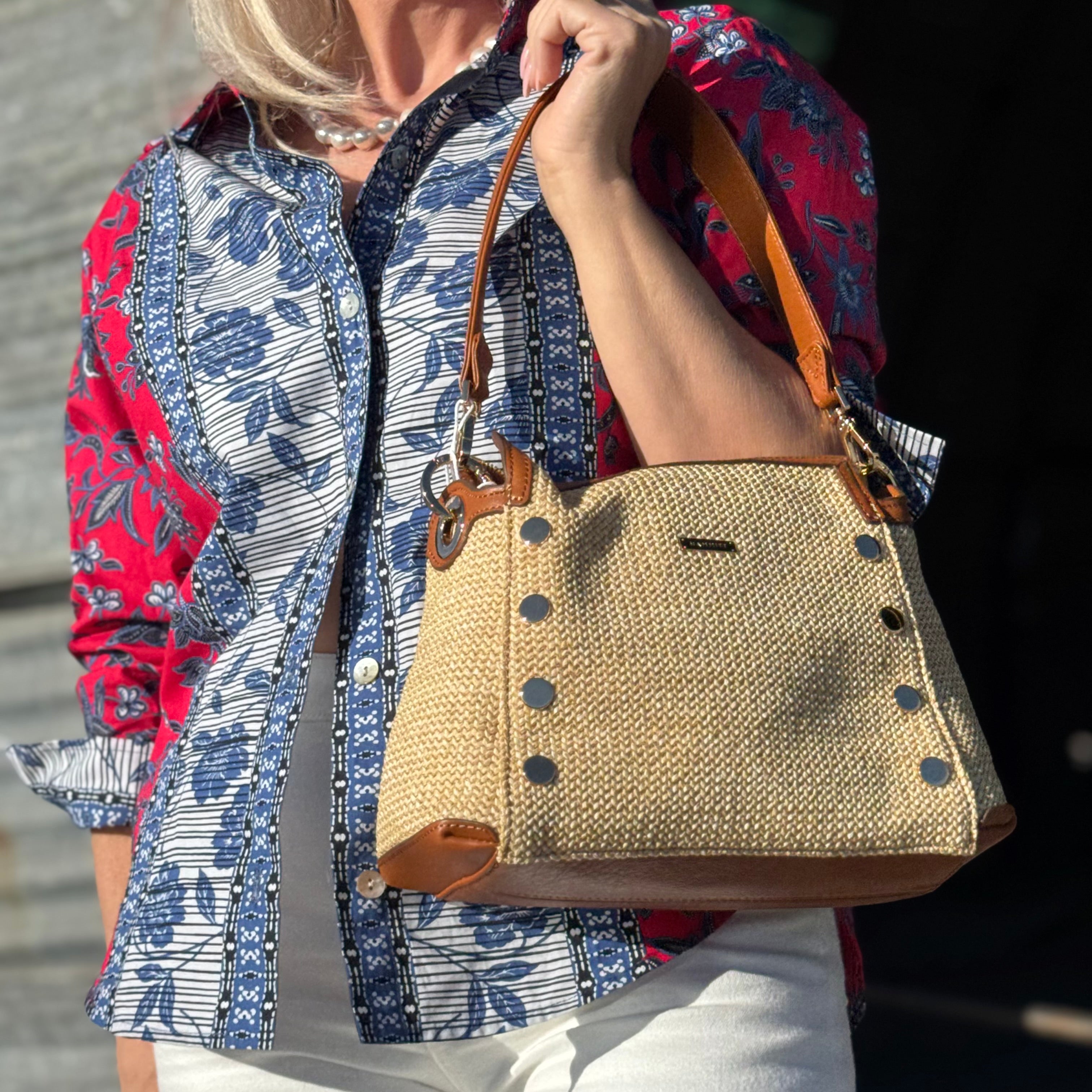 Hammitt Bryant Med Cocoa Raffia/Gold