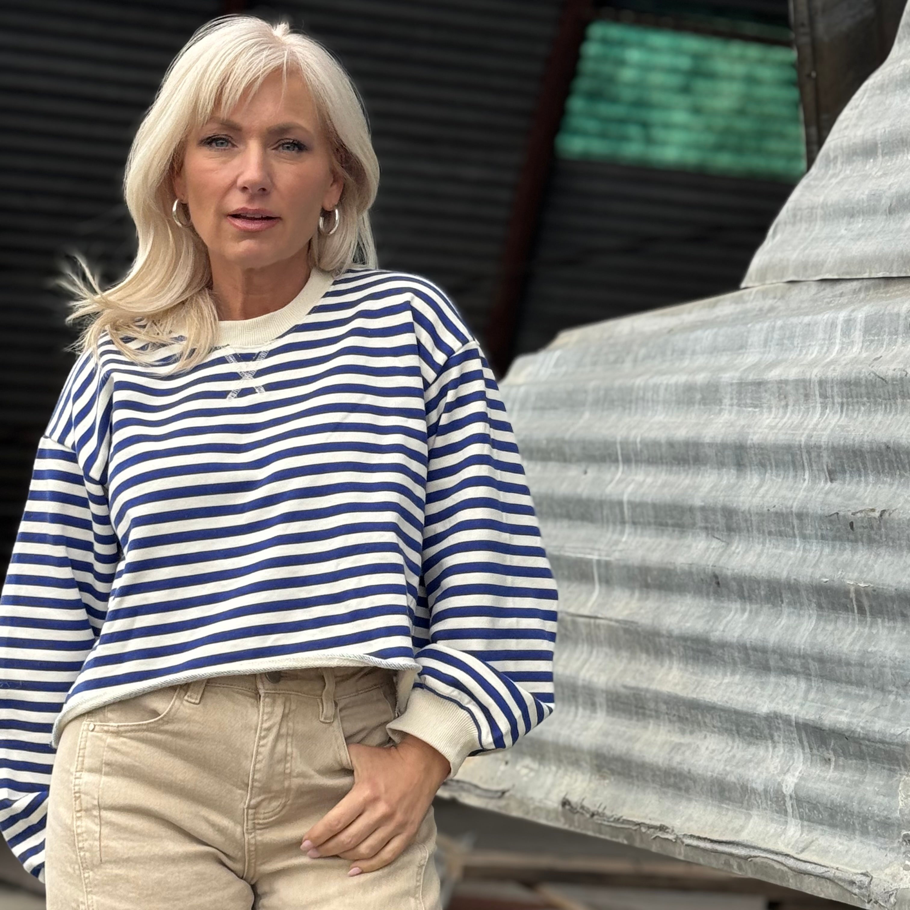 Harbor Stripe French Terry Pullover