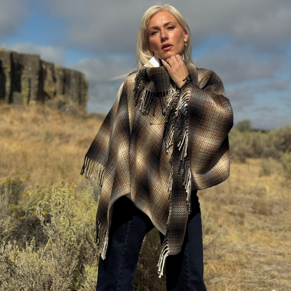 Fifteen Twenty Canyon Plaid Wool Poncho