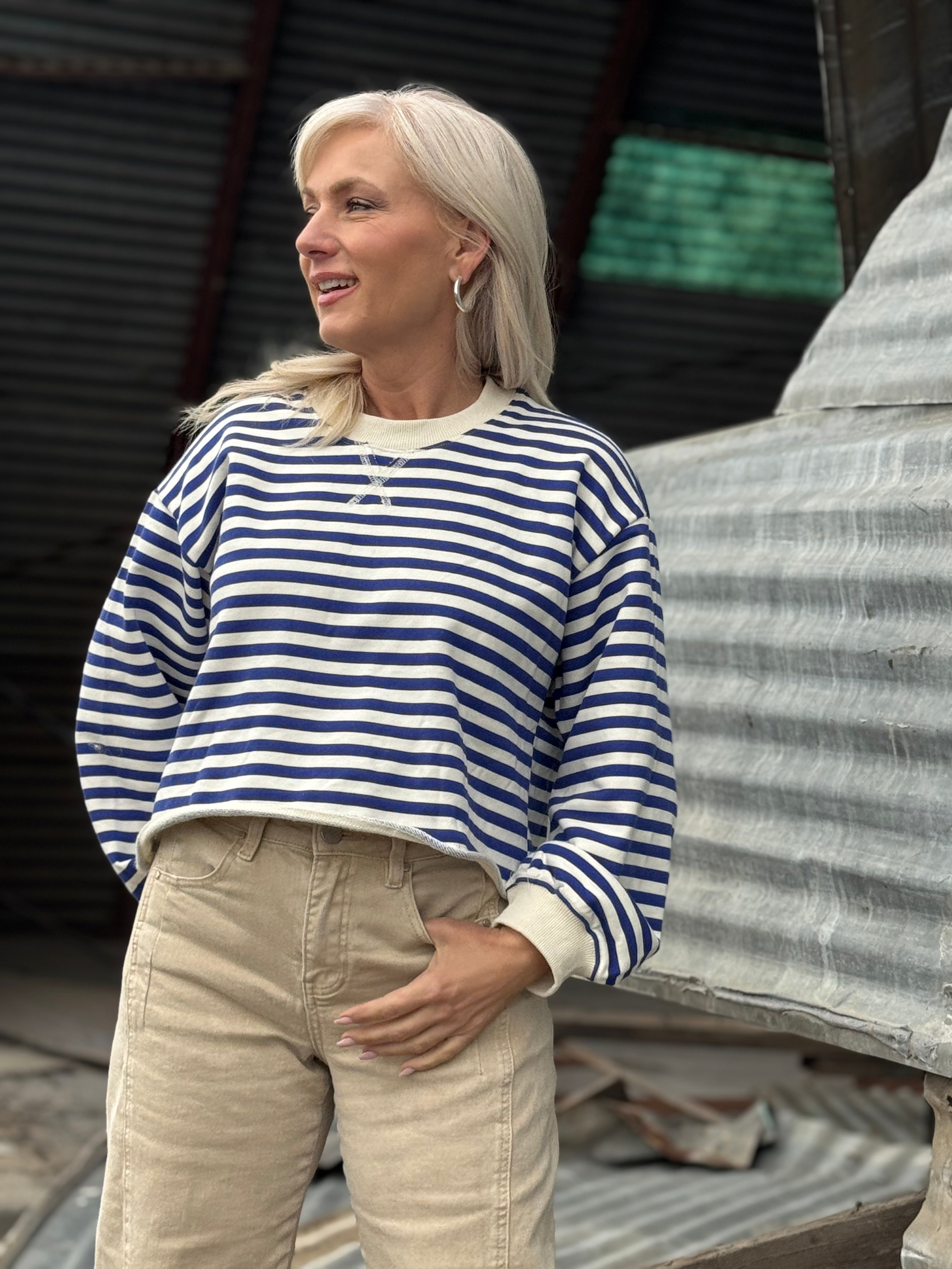 Harbor Stripe French Terry Pullover