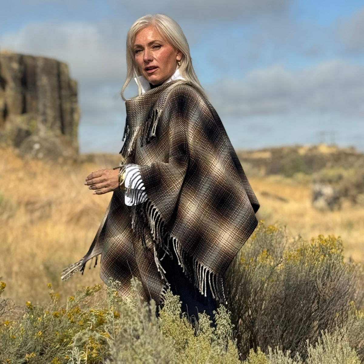 Fifteen Twenty Canyon Plaid Wool Poncho