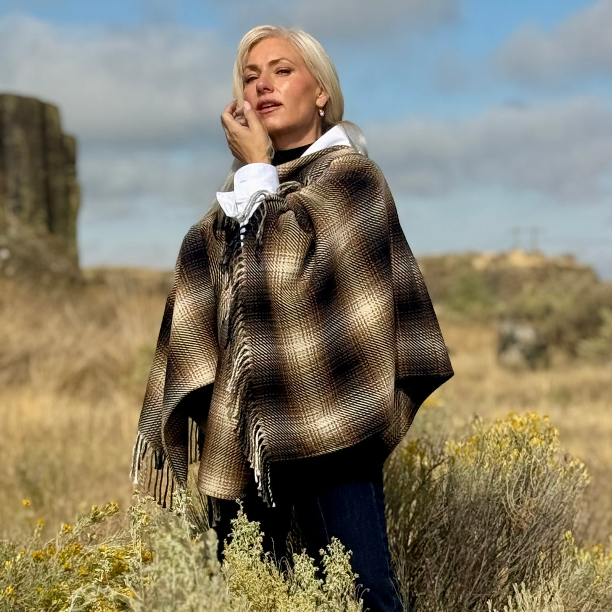 Fifteen Twenty Canyon Plaid Wool Poncho
