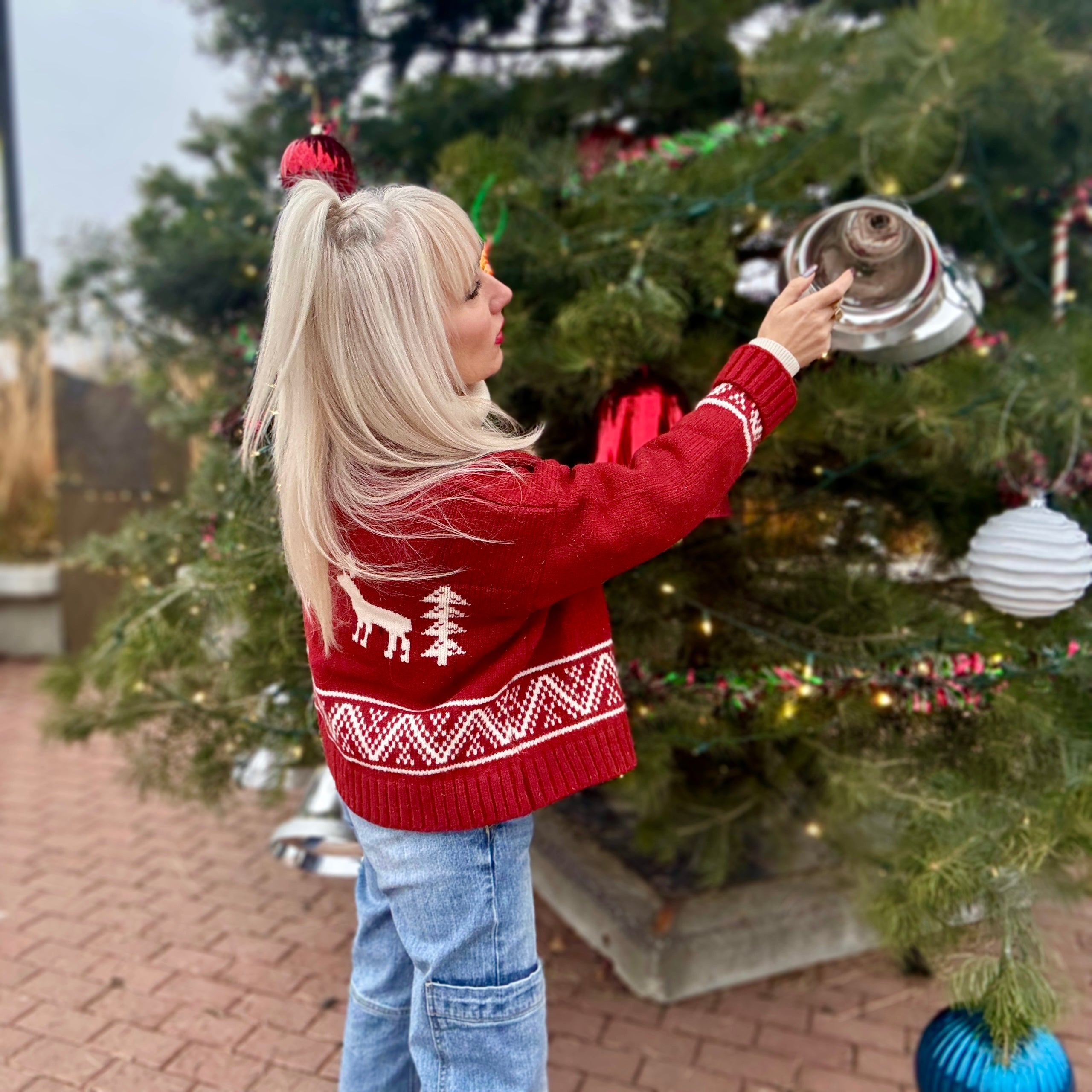 Enchanted Reindeer Sweater Cardigan Red (Copy)