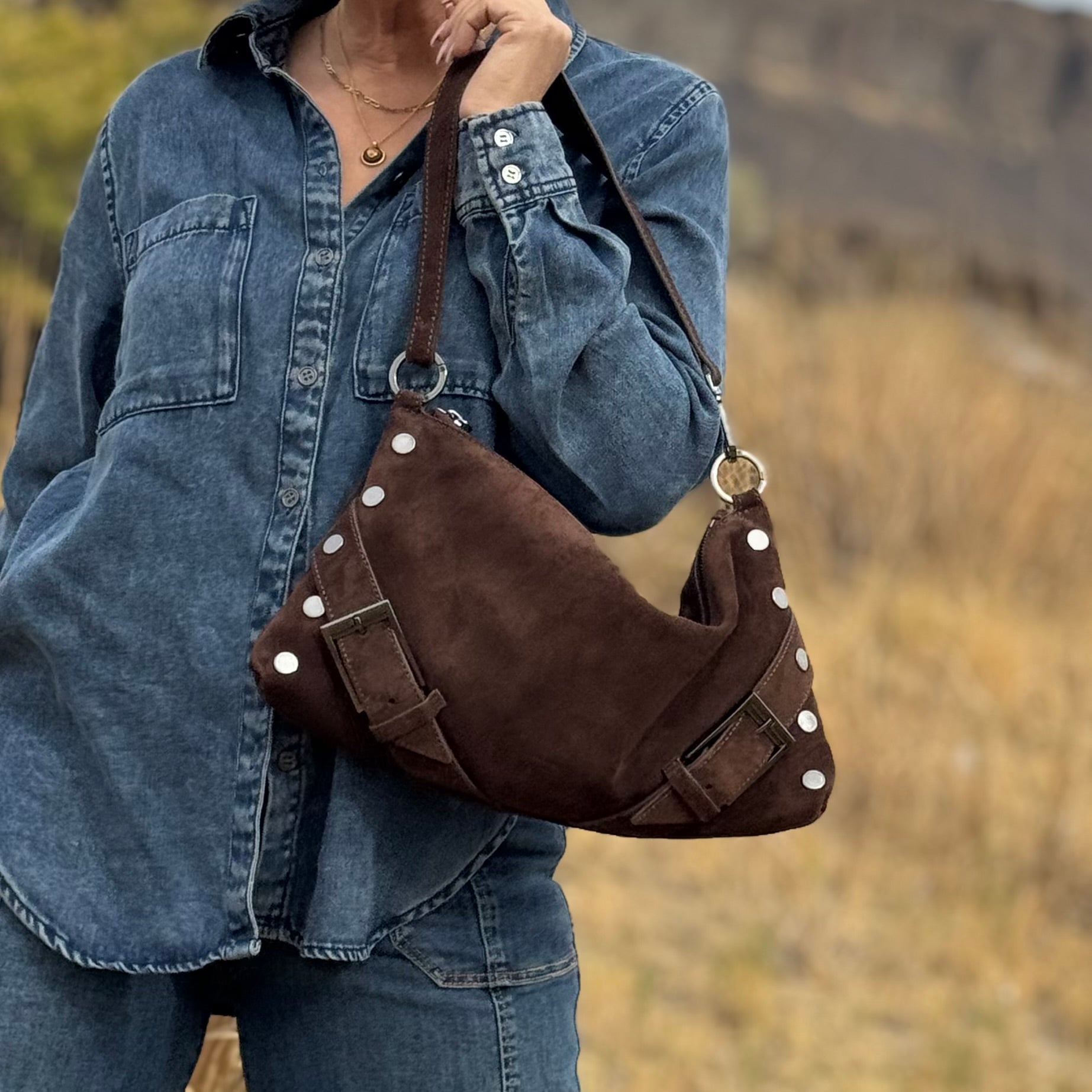 Hammitt KYLE MED Belted Suede/Gunmetal