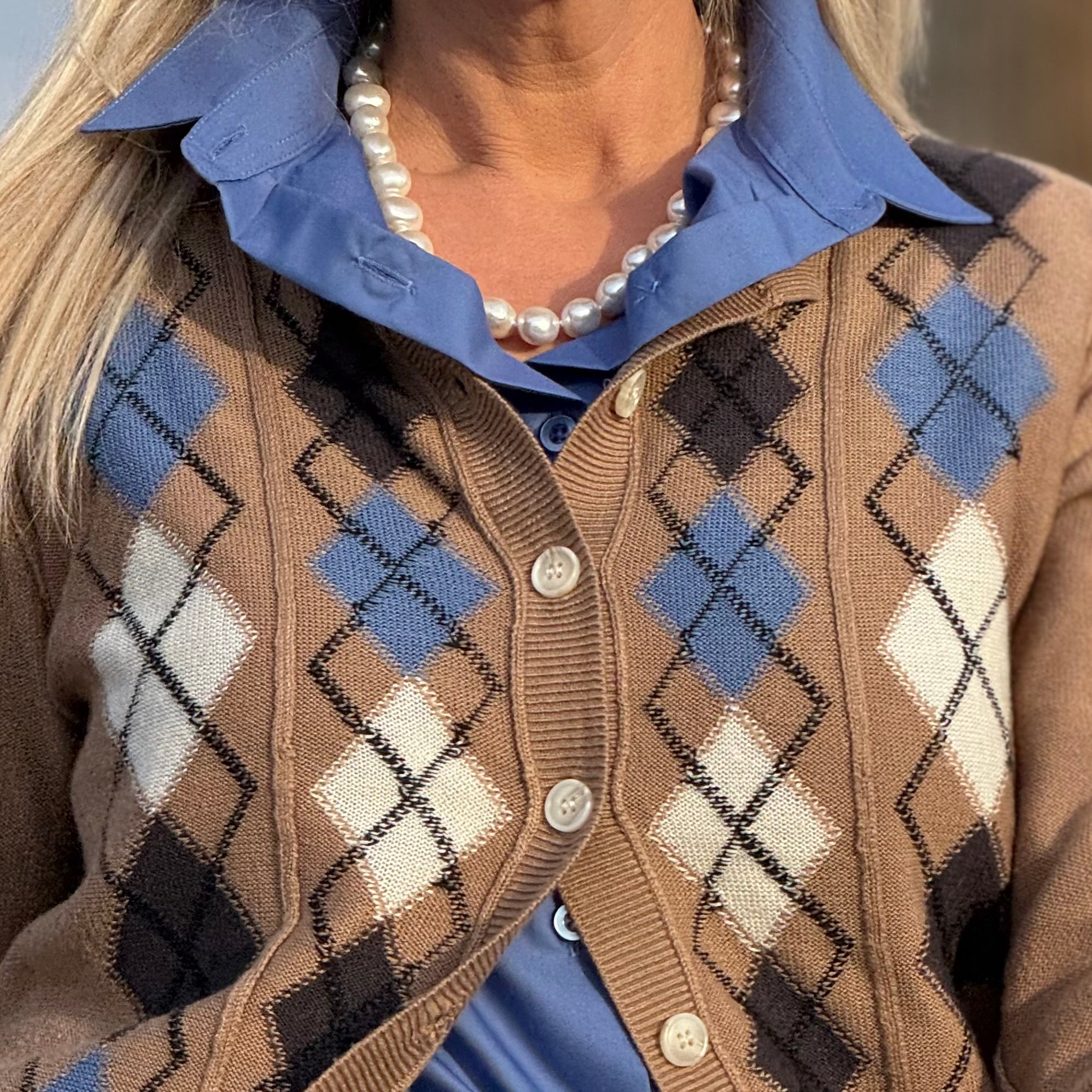 Sweetgrass Argyle Cardigan