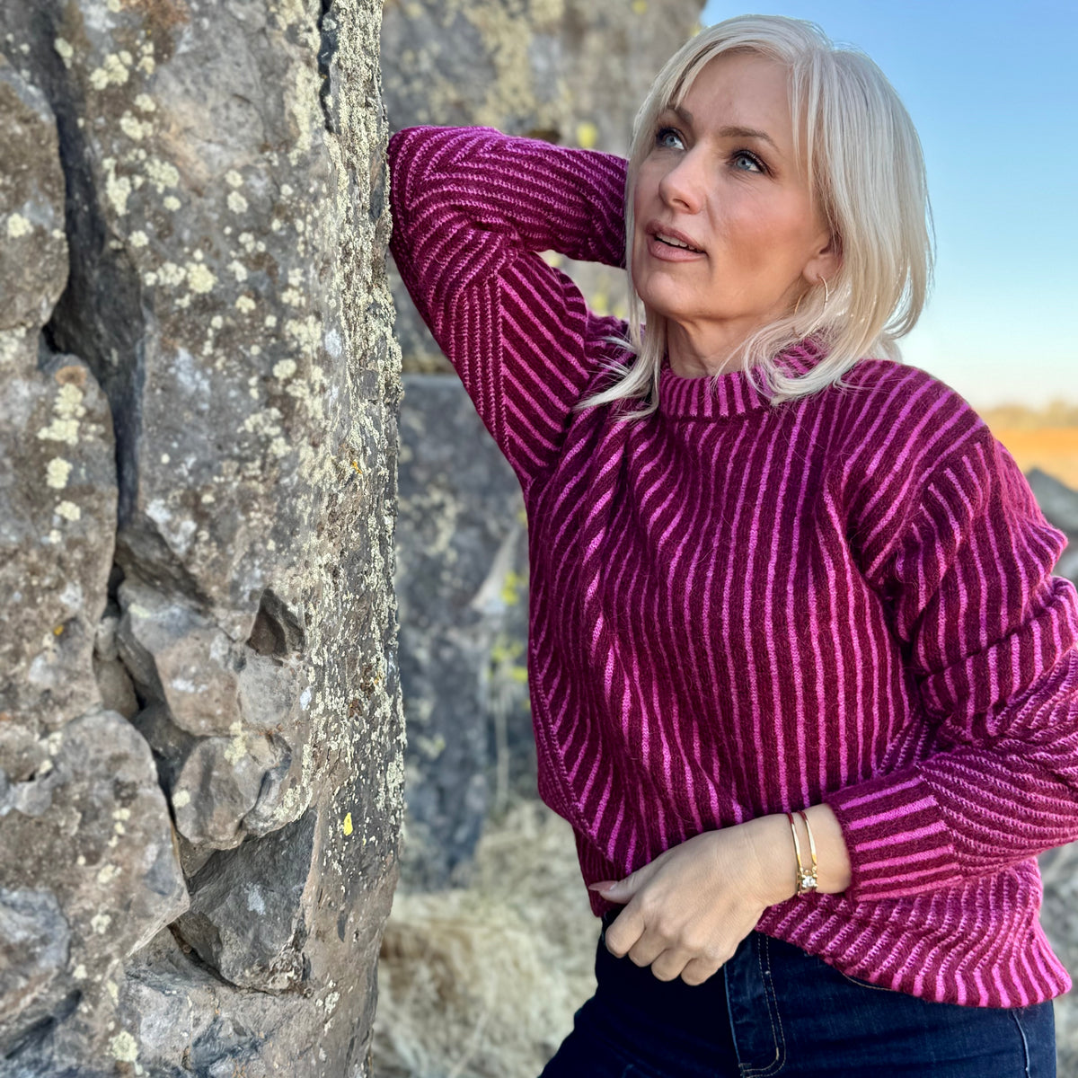 The Berry Crush Ribbed Sweater