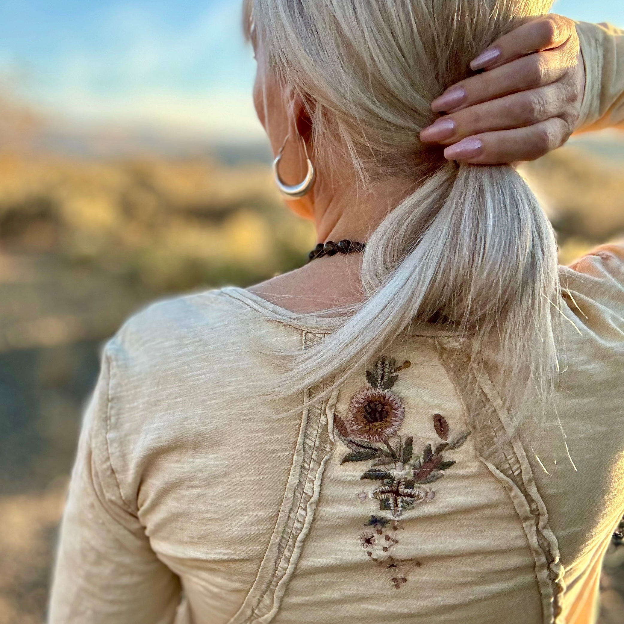 Farrah Embroidered Henley