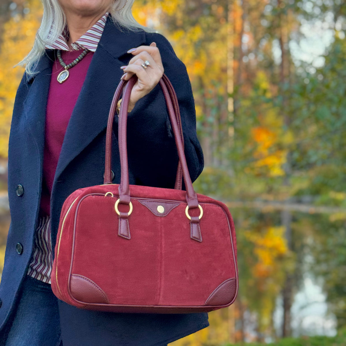 Hammitt Meredith Med Cherrywood Suede/Brushed Gold