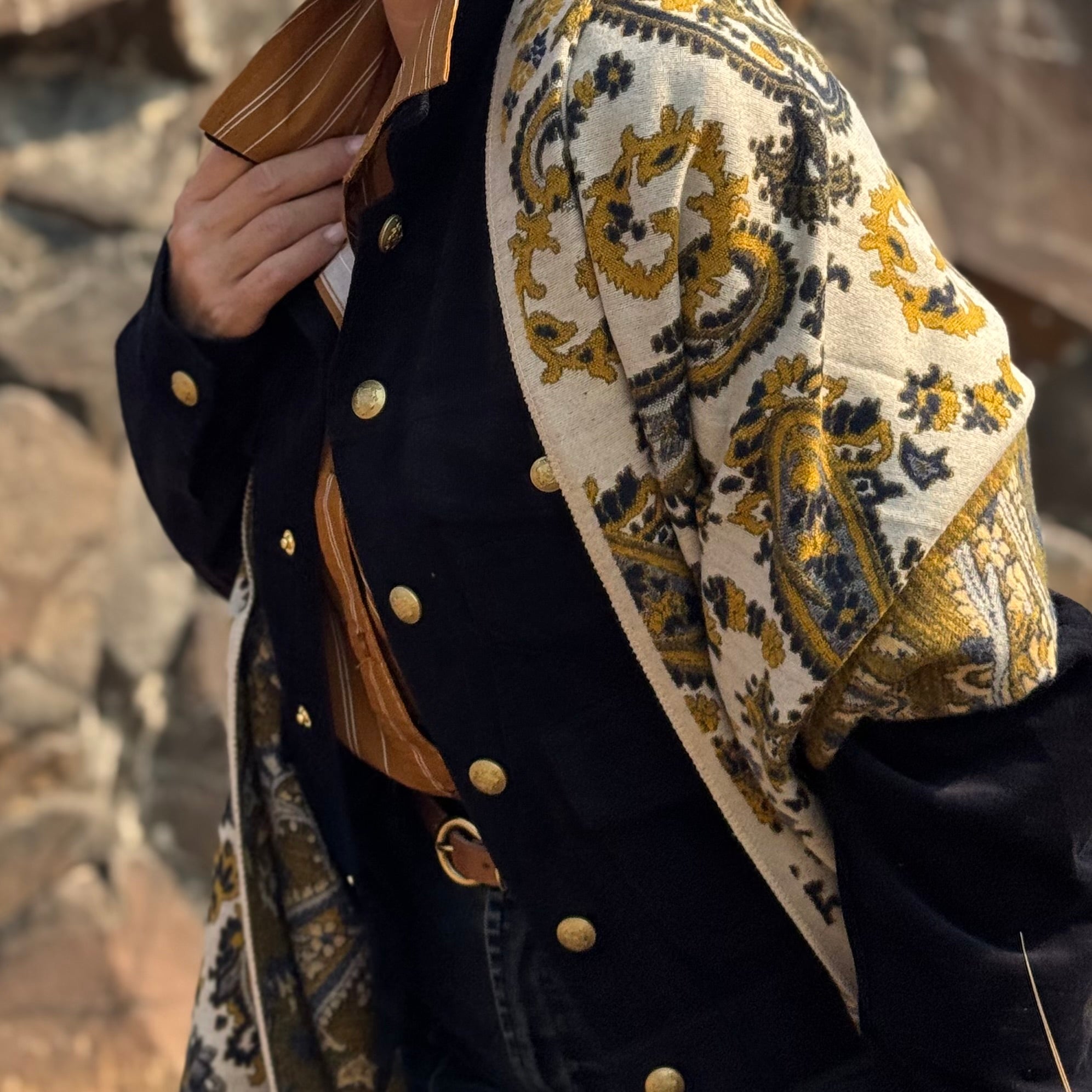Golden Paisley Tapestry Scarf