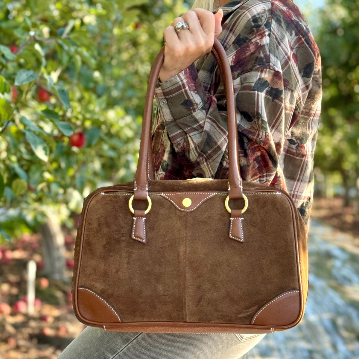 Hammitt Meredith Med Cinnamon Suede/Antique Gold