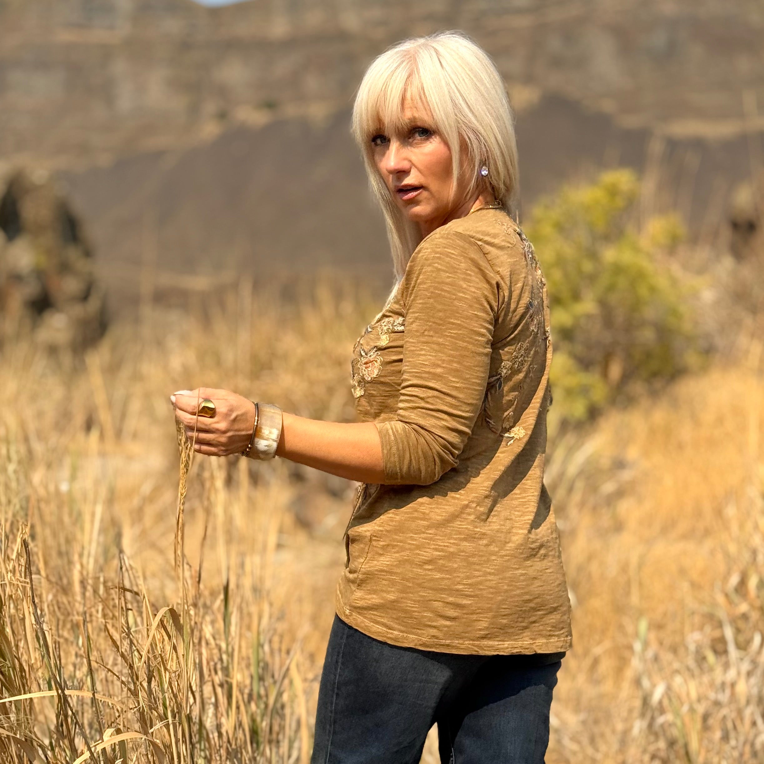 Golden Prairie Embroidered Tee