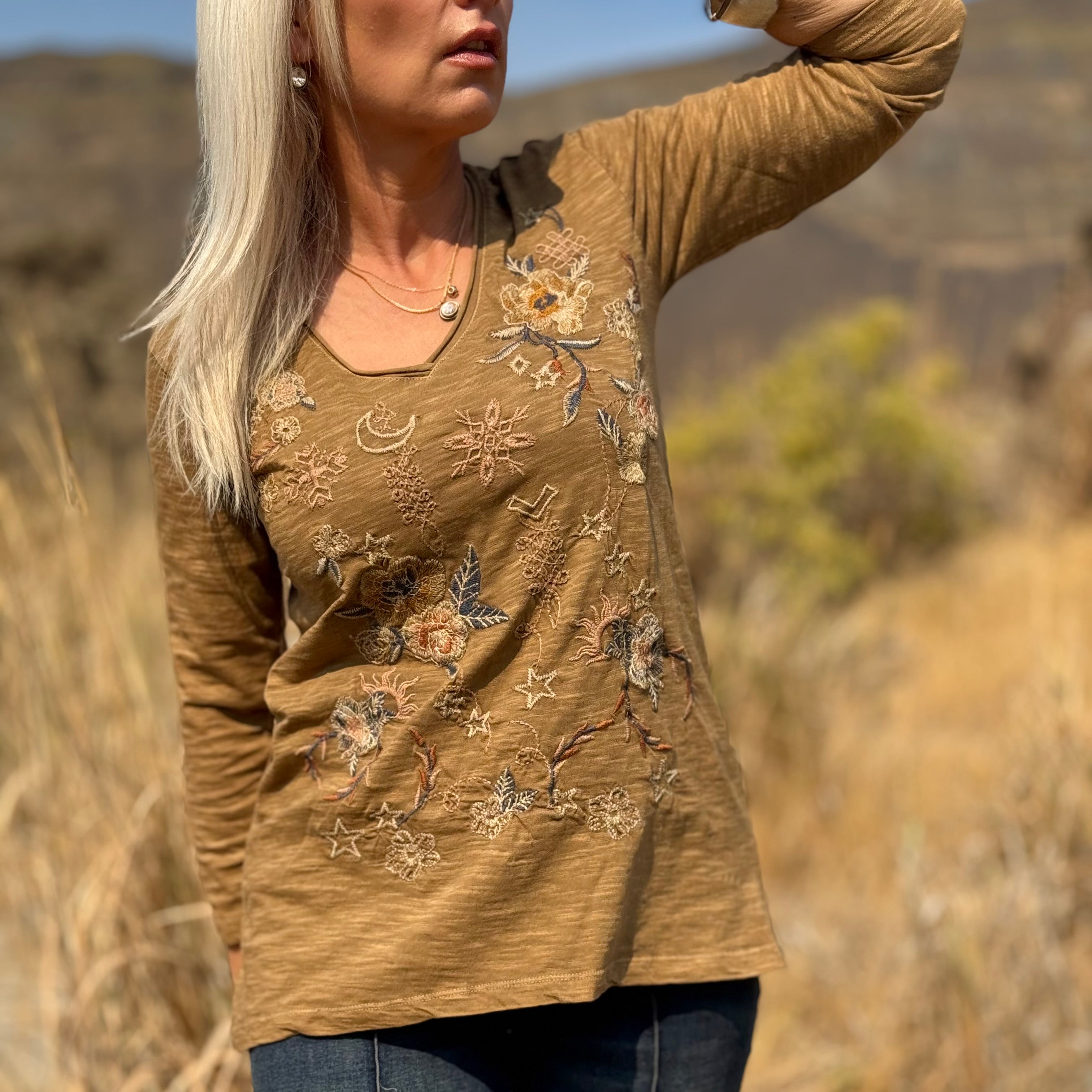 Golden Prairie Embroidered Tee