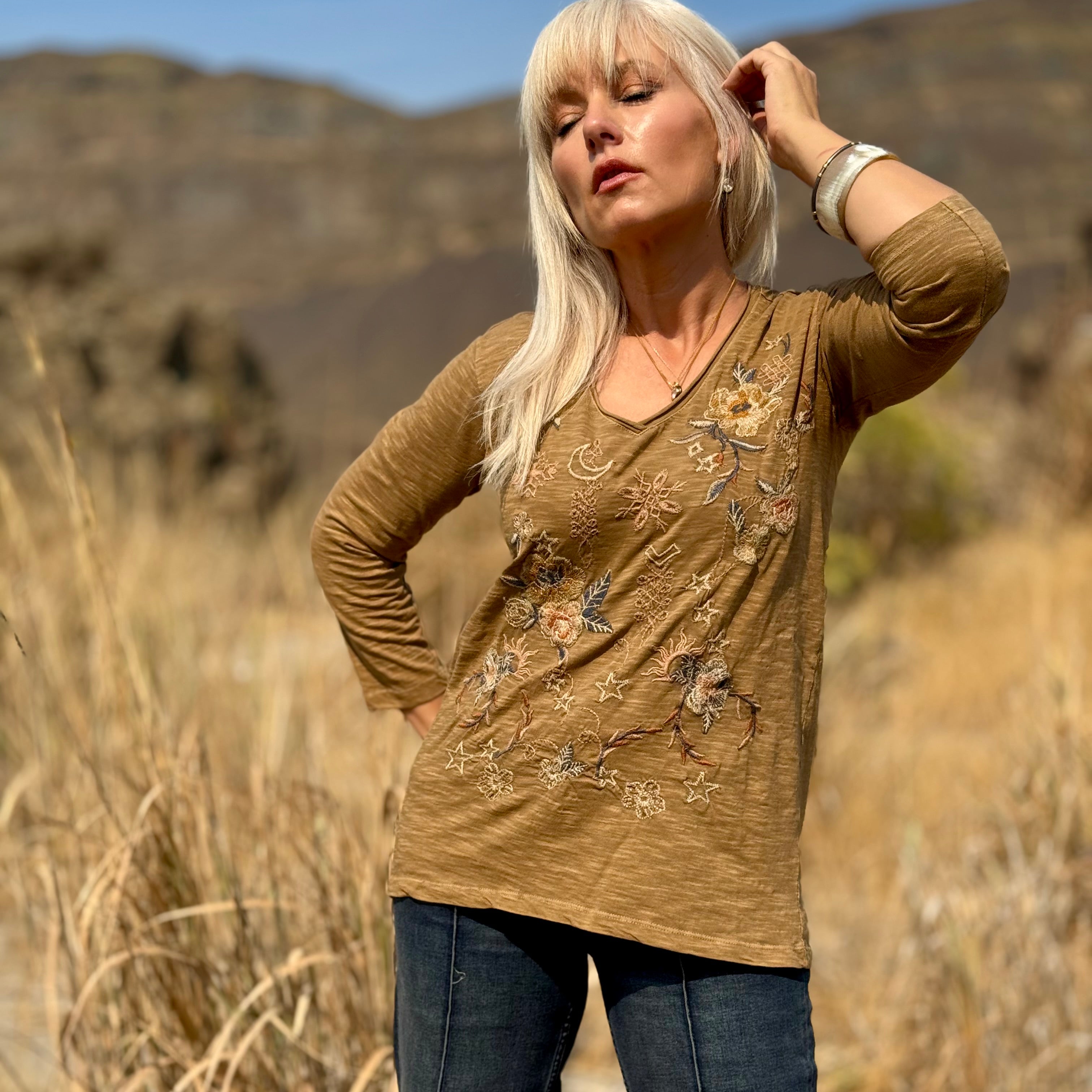 Golden Prairie Embroidered Tee