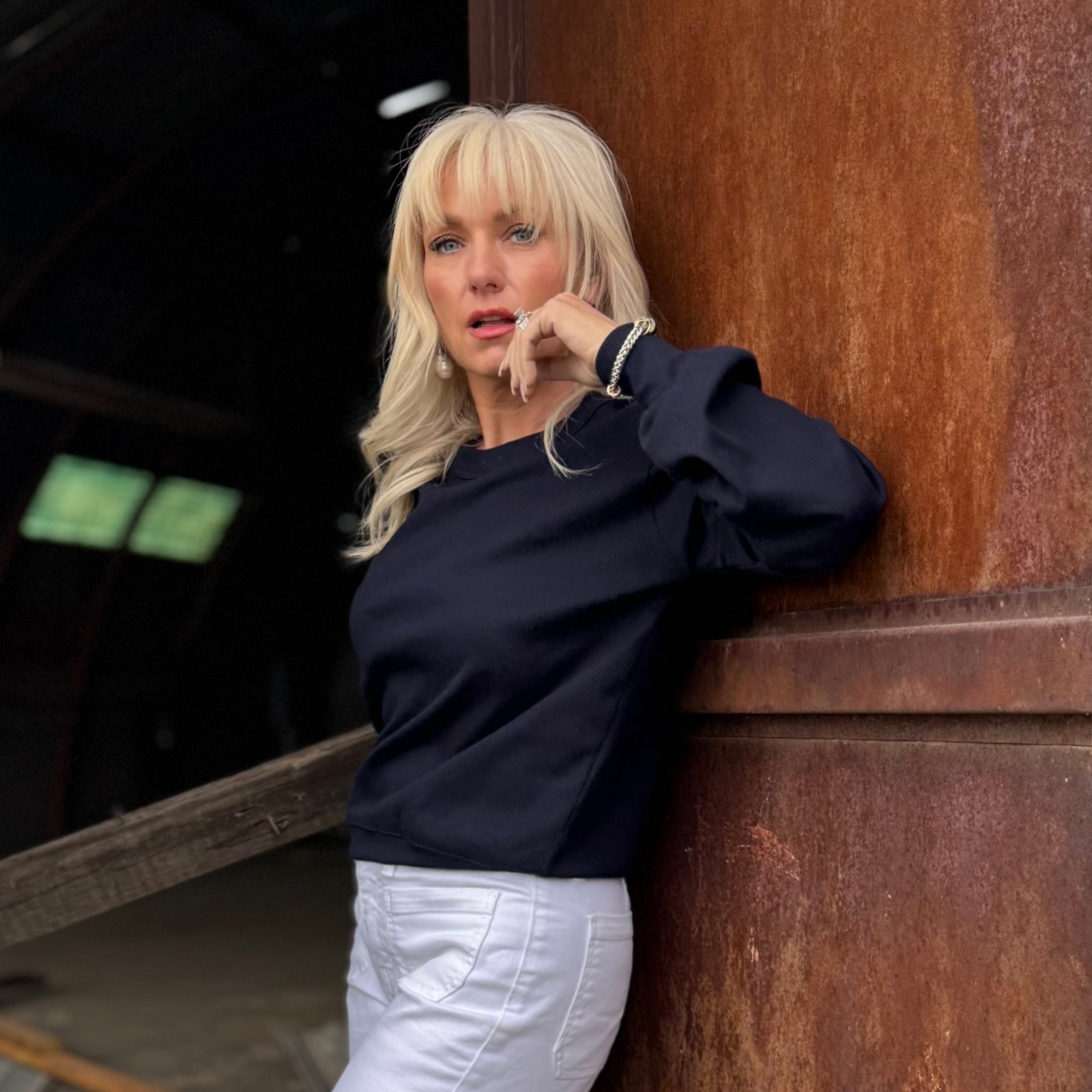 Daydreamer Ribbed Top Navy