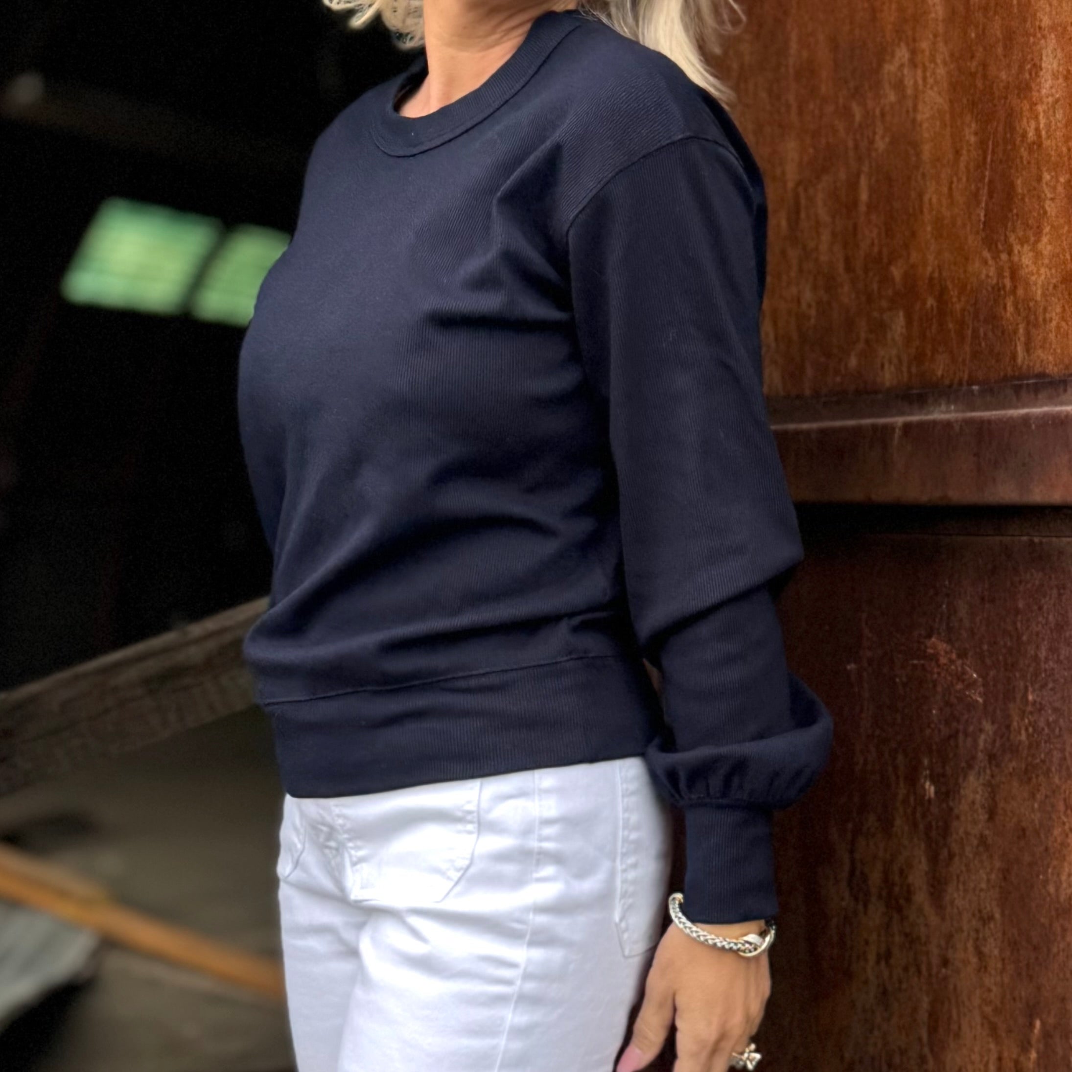 Daydreamer Ribbed Top Navy