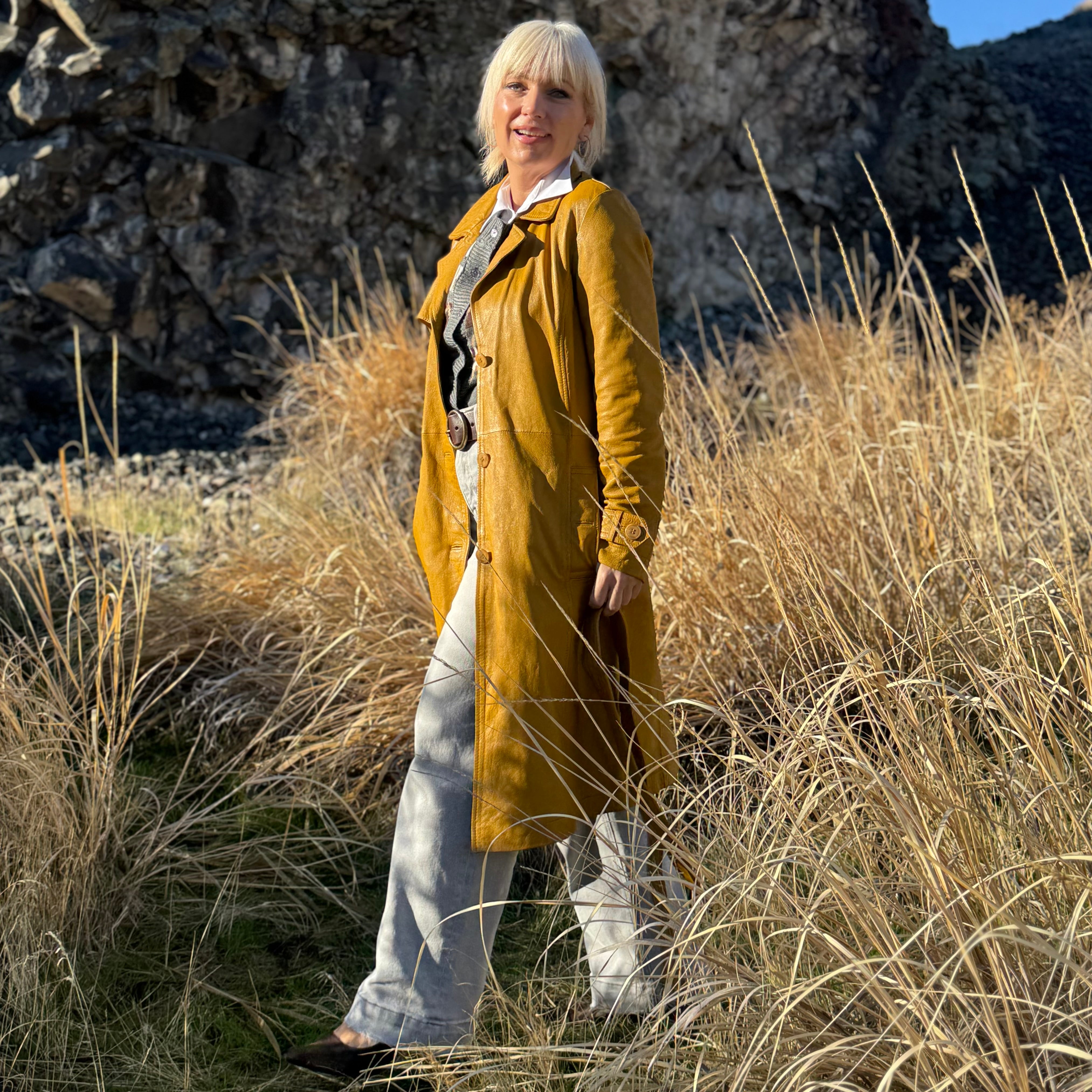 Leah Leather Trench Coat