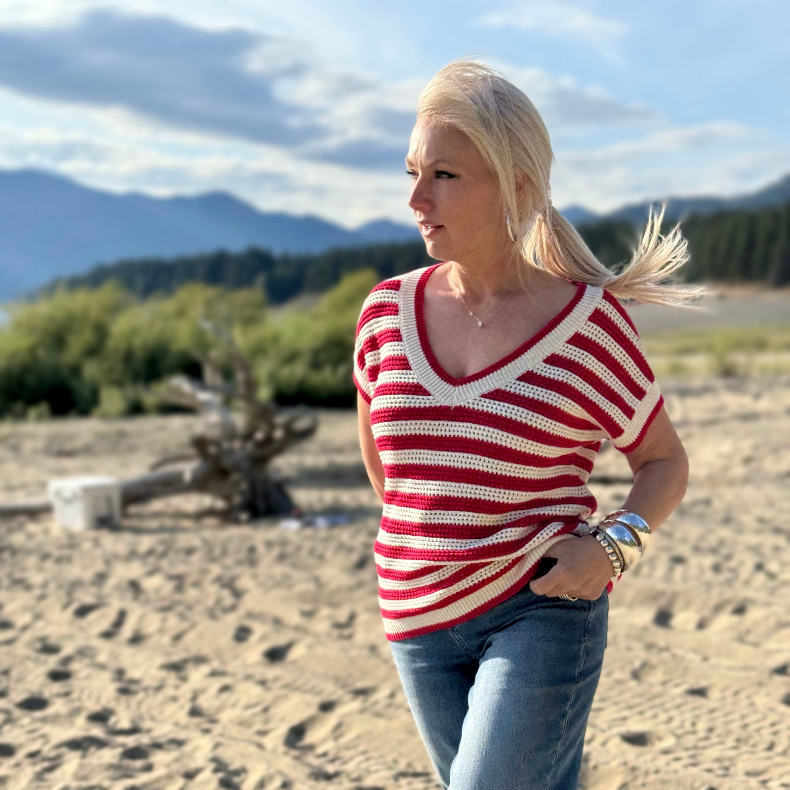 Resort Striped Knit Top