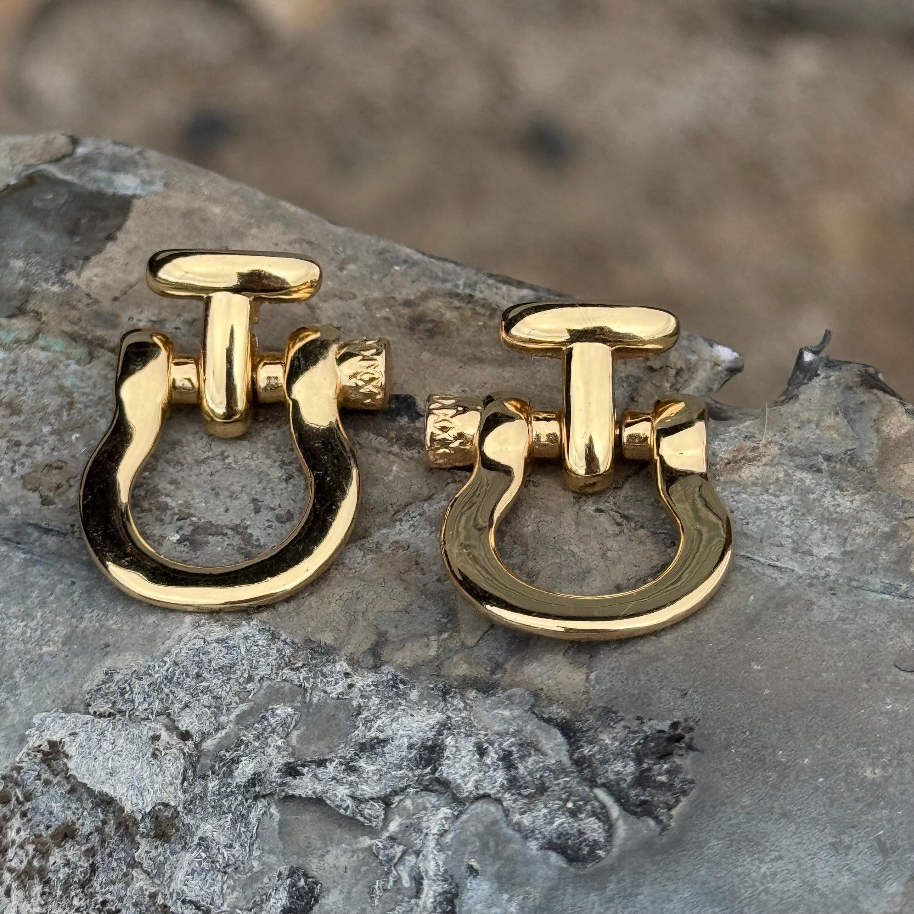 Golden Stirrup Stud Earrings