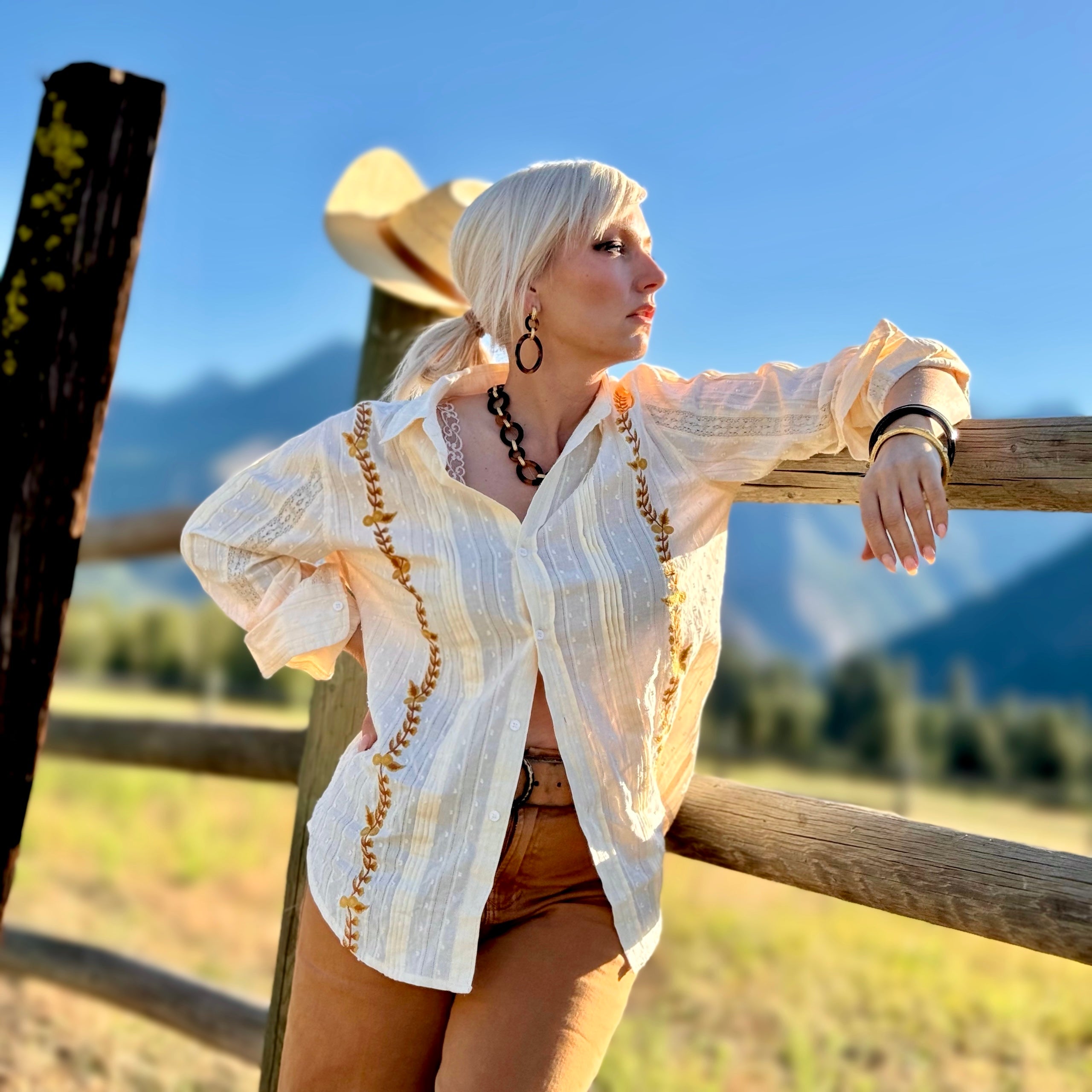 Galina Embroidered Button Up