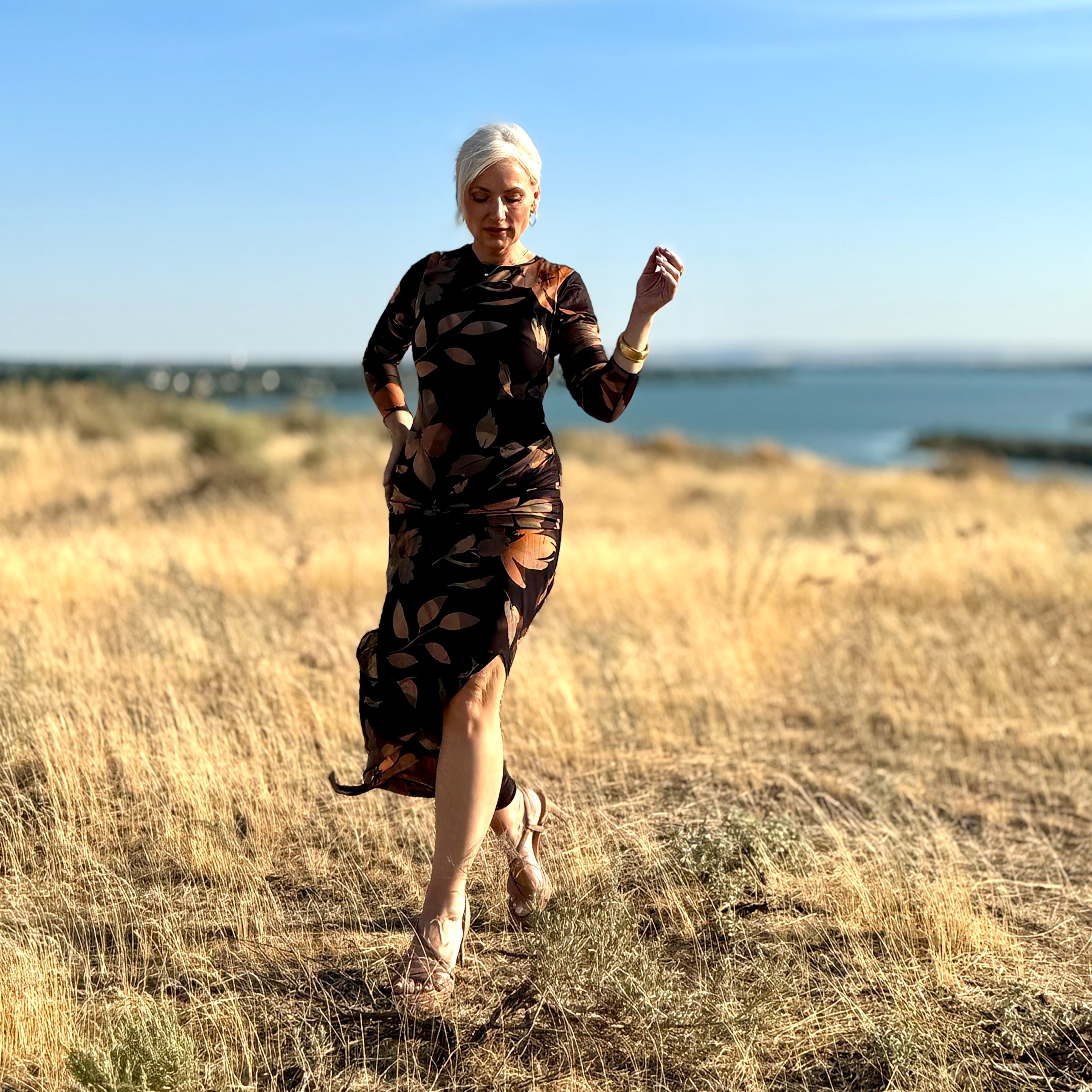 The Afterglow Floral Mesh Dress