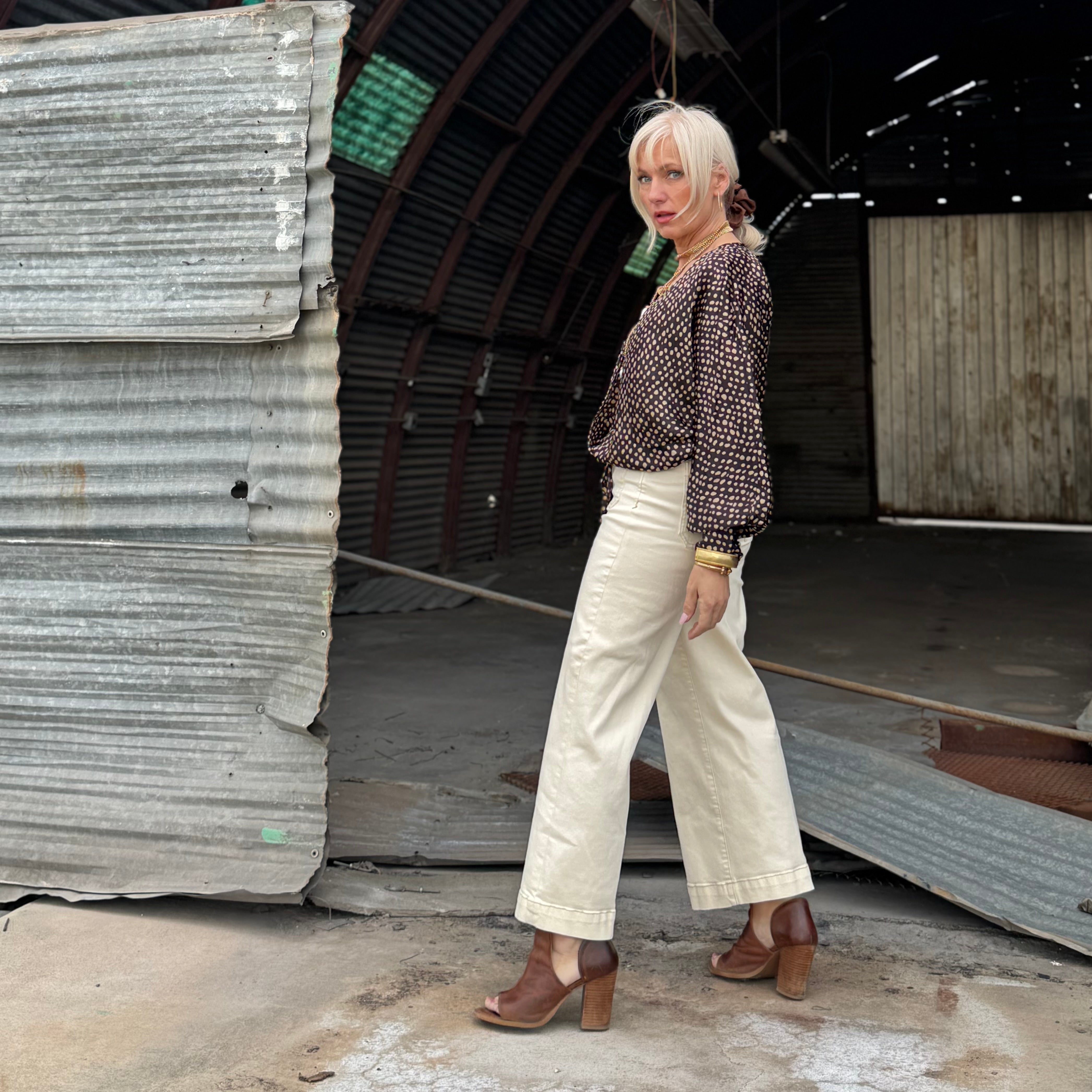 Dear John Audrey Wheat Wide Leg Jean
