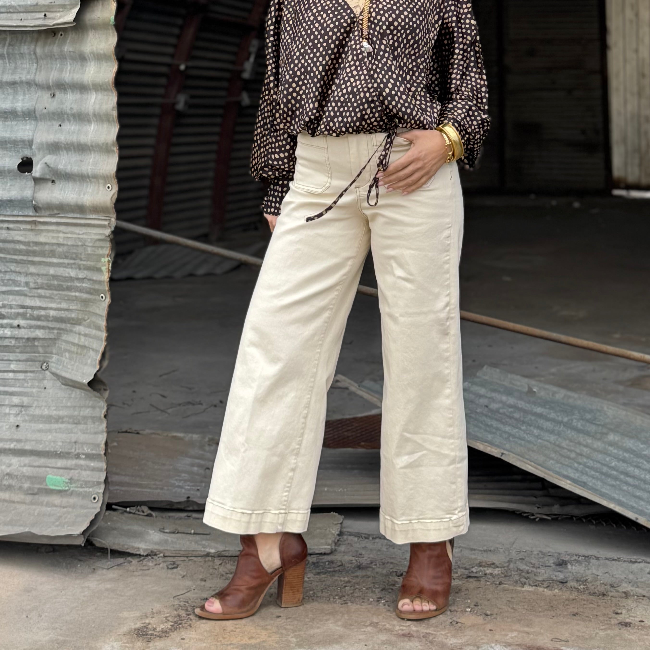 Dear John Audrey Wheat Wide Leg Jean