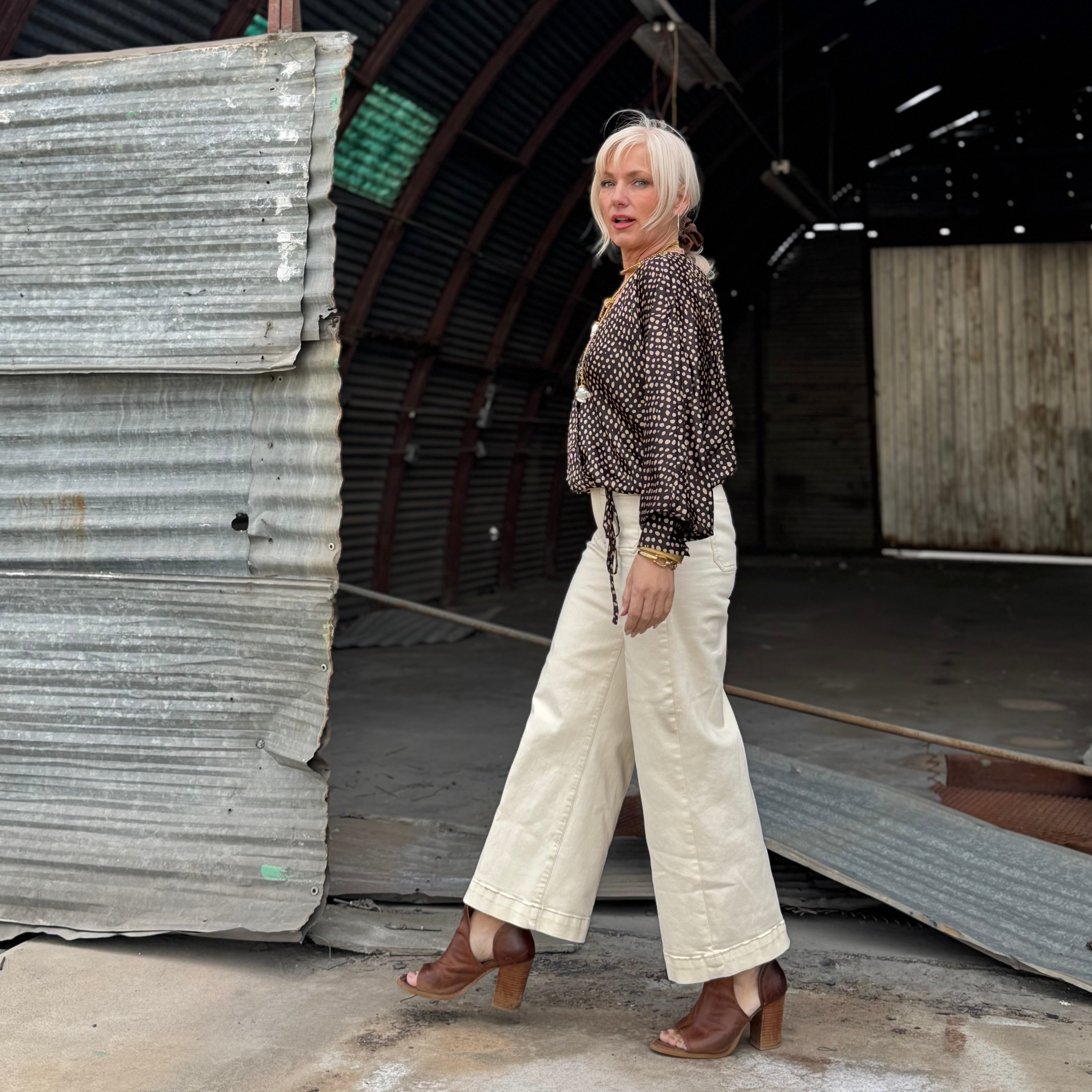Dear John Audrey Wheat Wide Leg Jean