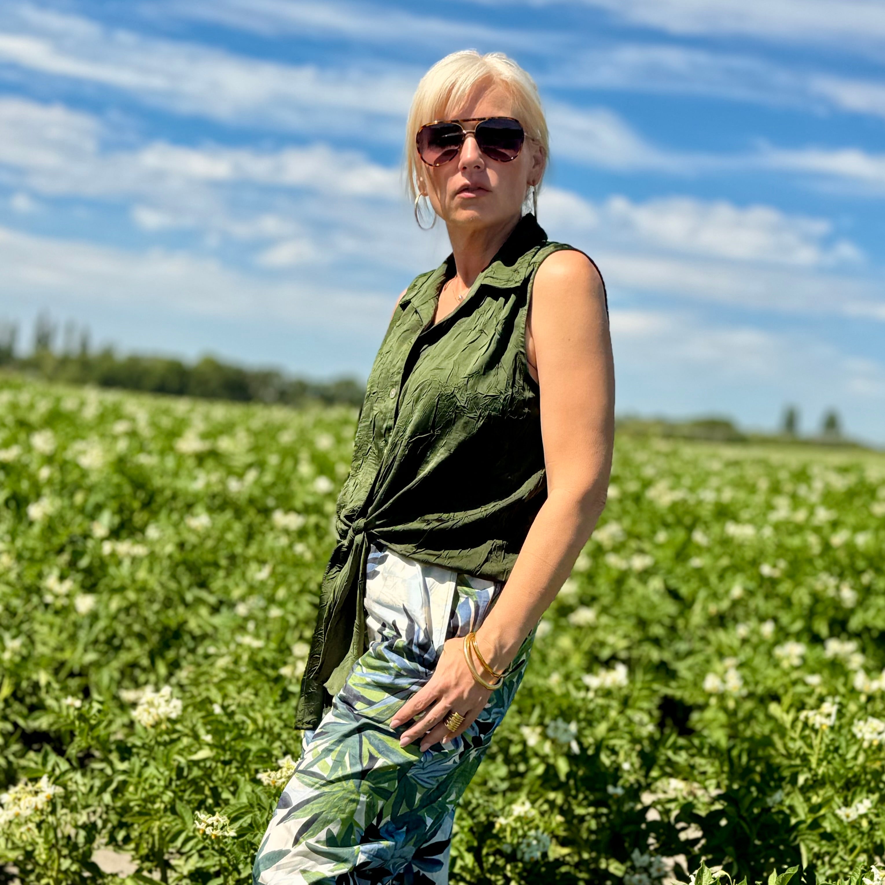 Samantha Sleeveless Tie-Front Top